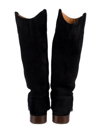 Sézane Suede Embroidered Accent Riding Boots