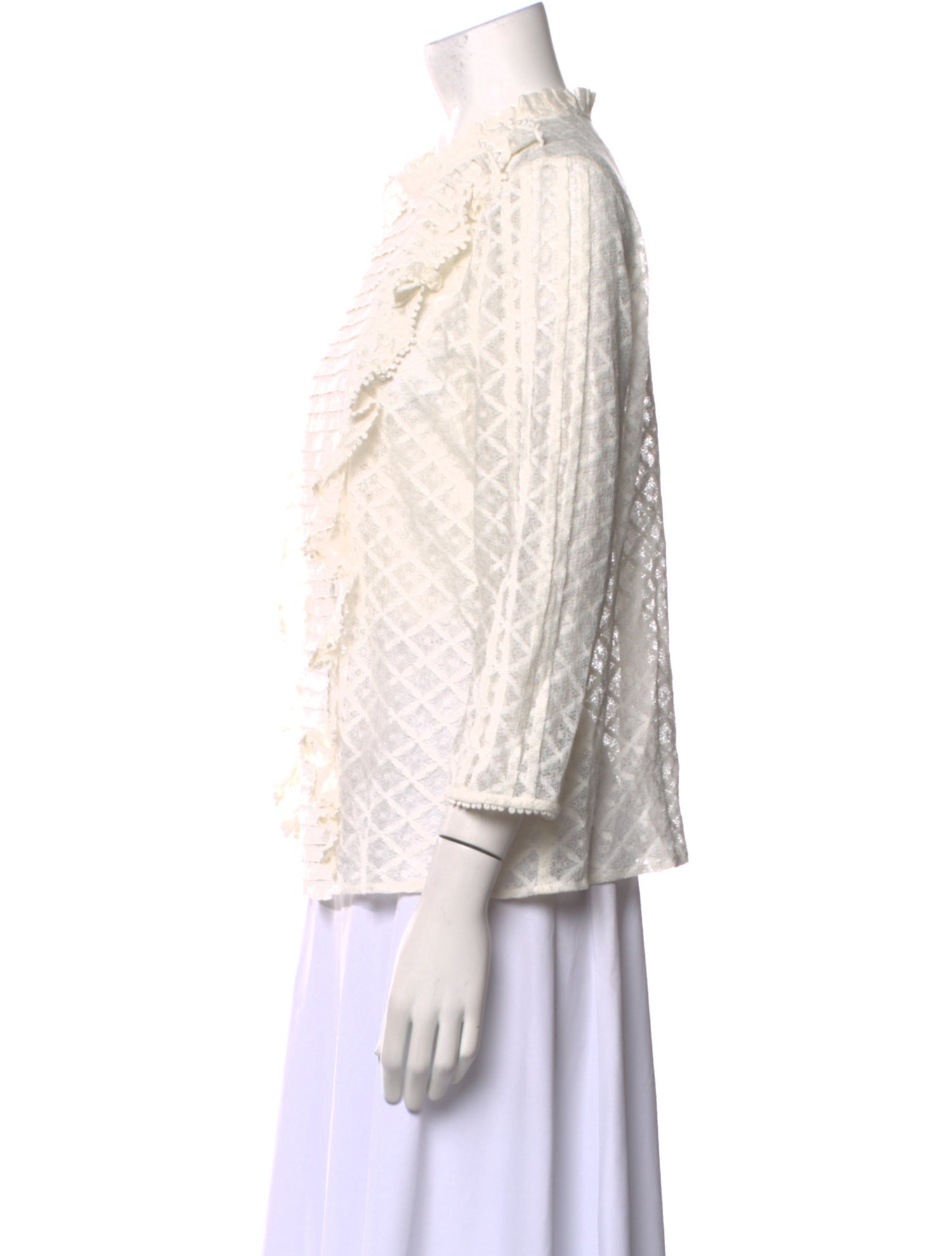 Sézane Crew Neck Three-Quarter Sleeve Blouse