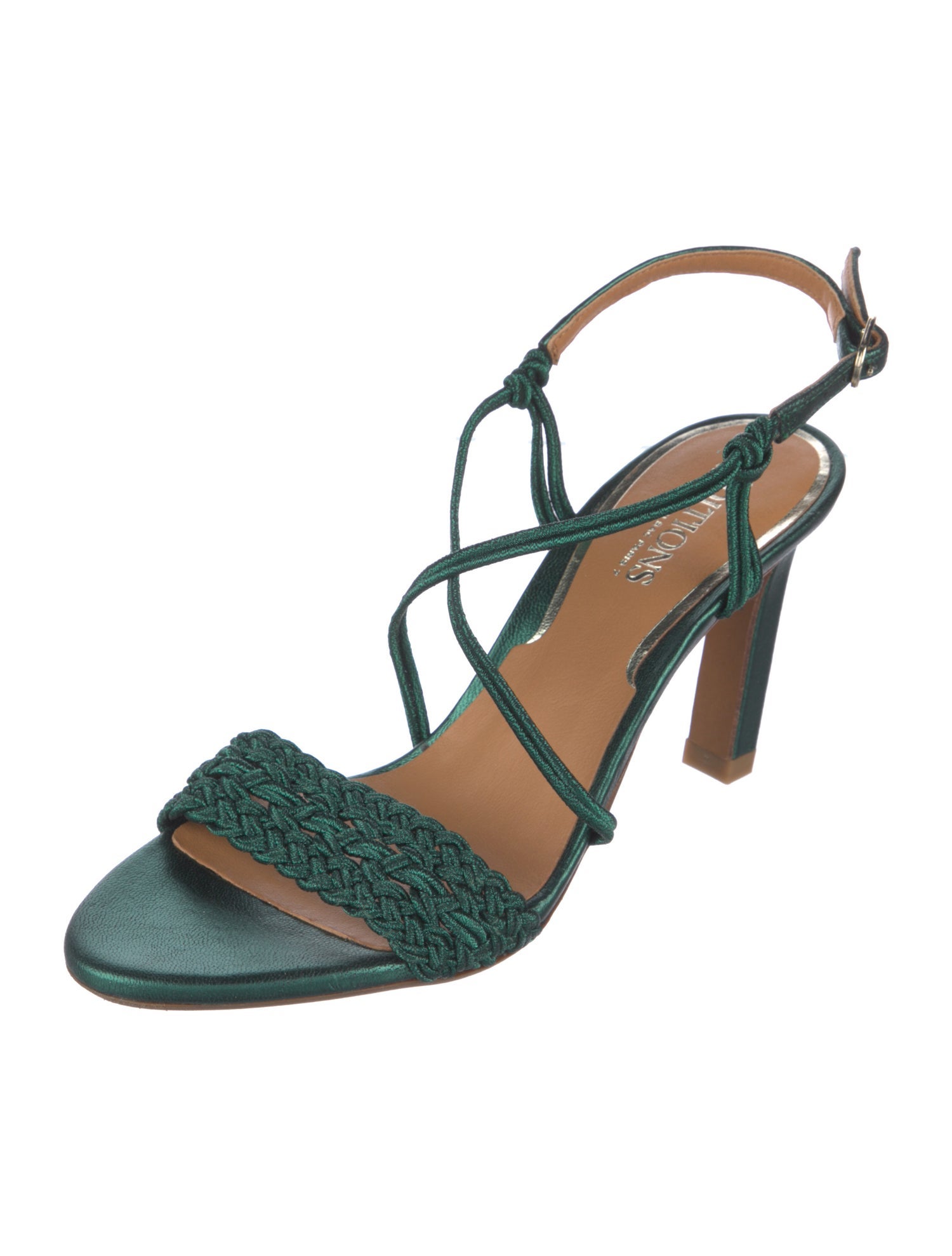 Sézane Leather Glitter Accents Slingback Sandals