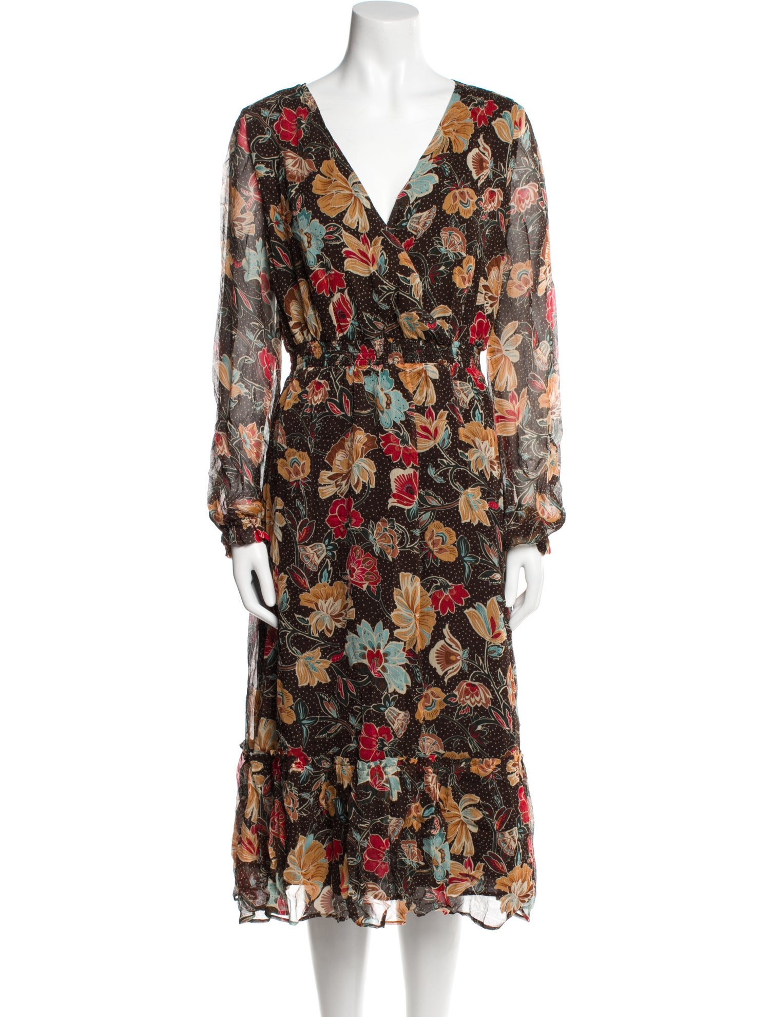 Sézane Floral Print Midi Length Dress