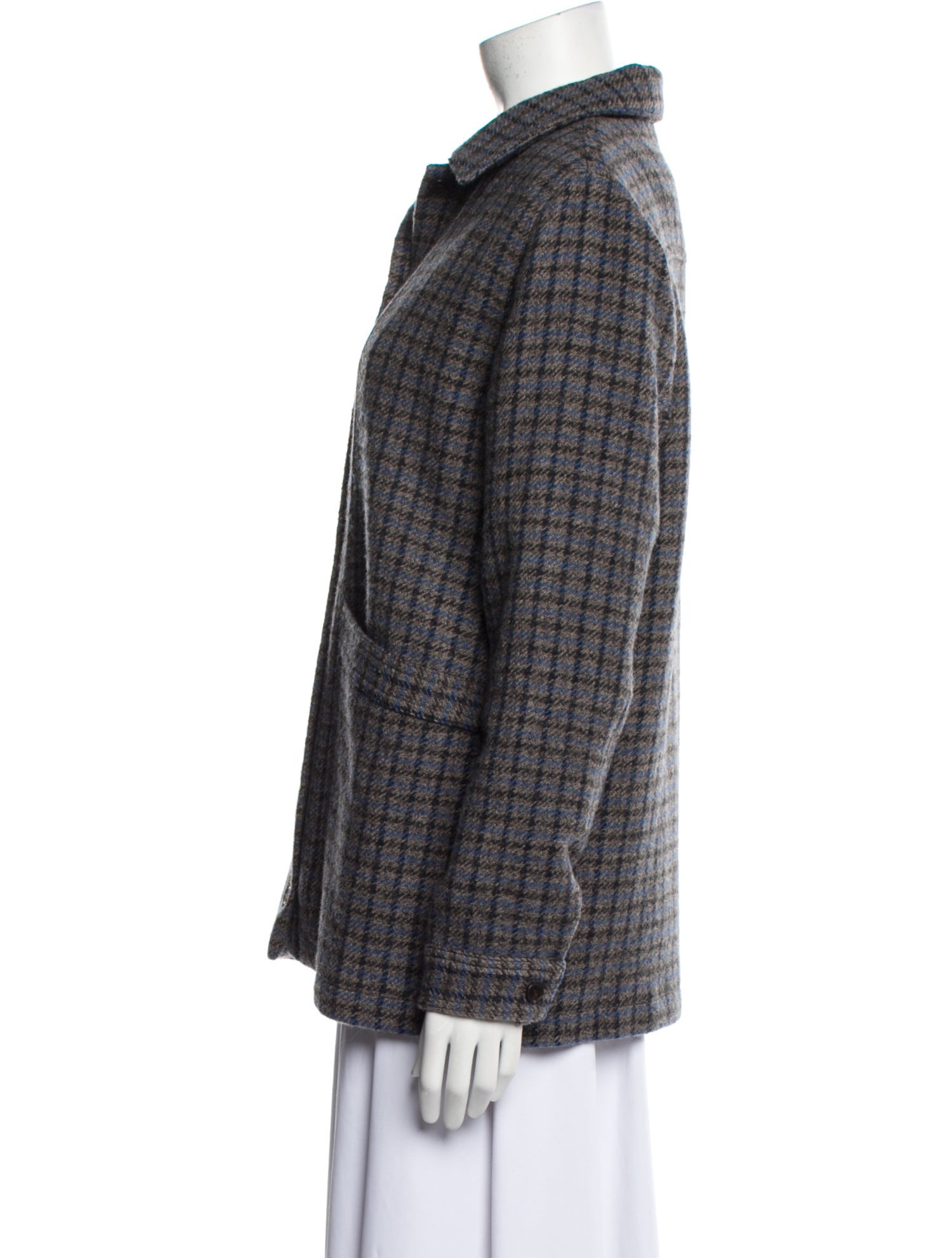 Sézane Virgin Wool Plaid Print Blazer