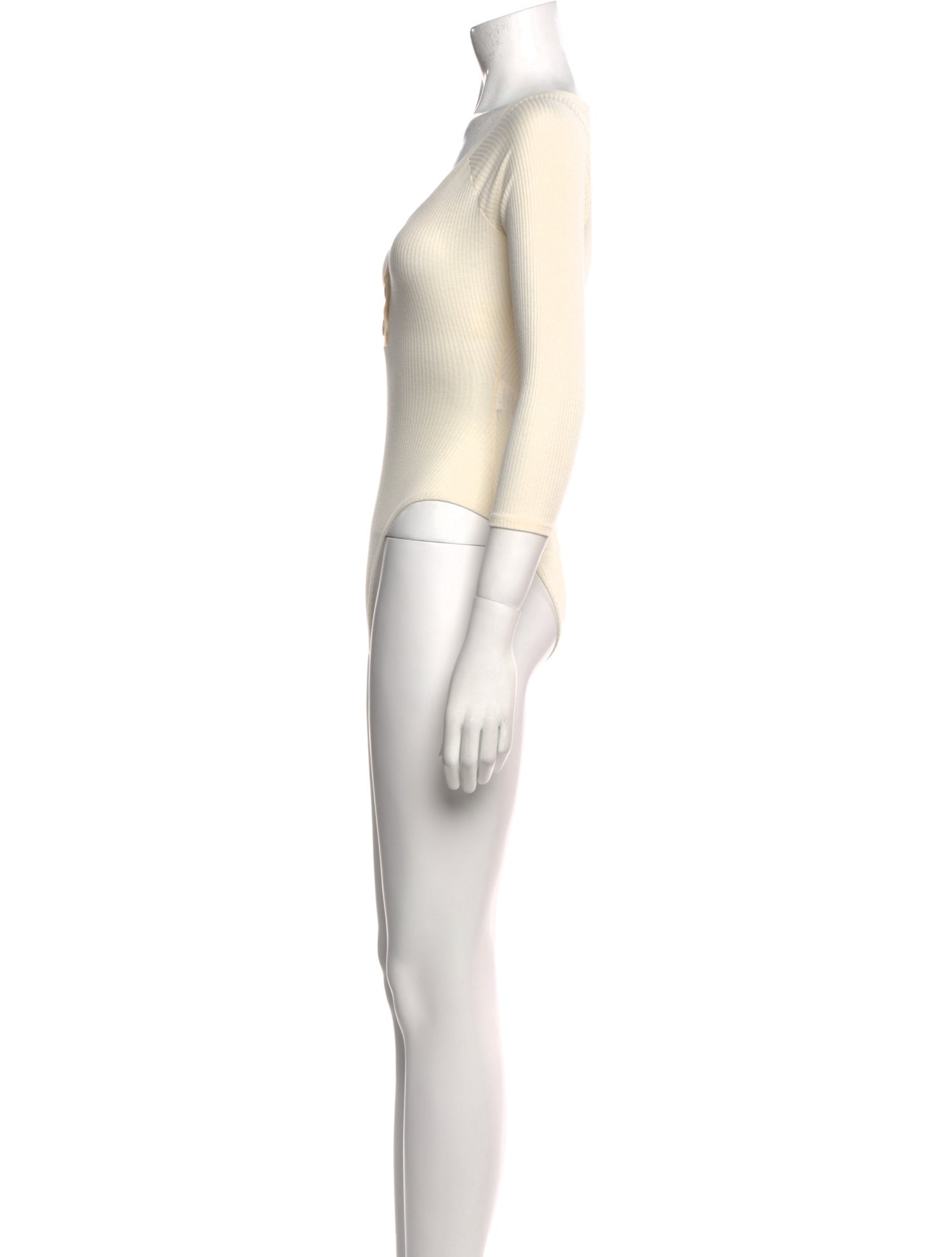 Sézane V-Neck Three-Quarter Sleeve Bodysuit