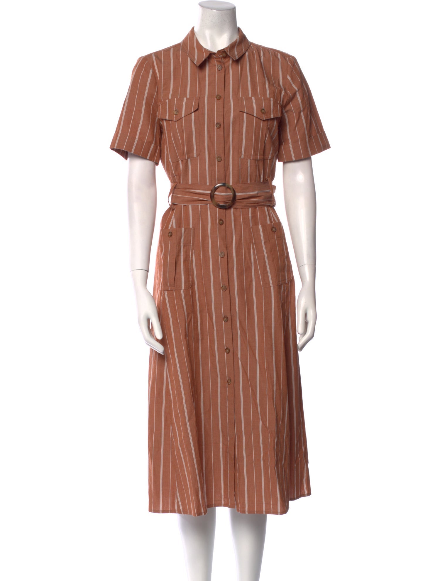 Sézane Striped Midi Length Dress