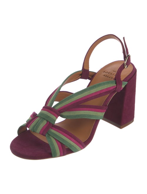 Sézane Suede Colorblock Pattern Slingback Sandals