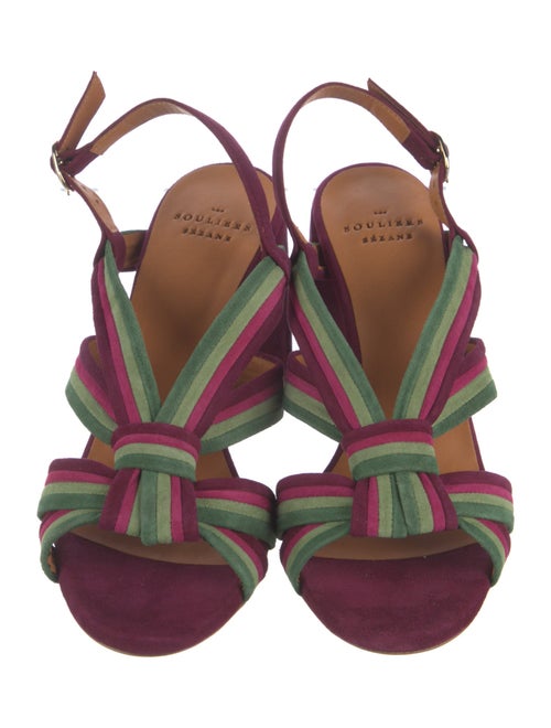 Sézane Suede Colorblock Pattern Slingback Sandals