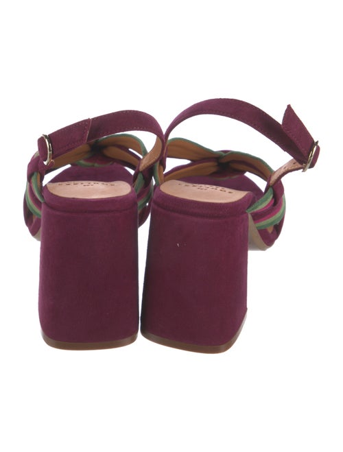 Sézane Suede Colorblock Pattern Slingback Sandals