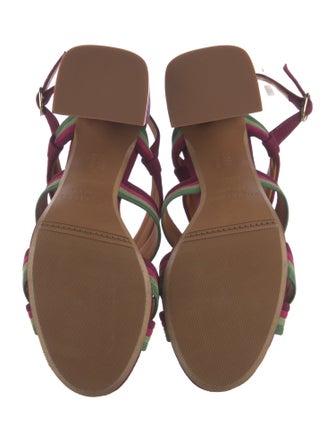 Sézane Suede Colorblock Pattern Slingback Sandals