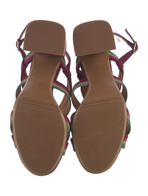 Sézane Suede Colorblock Pattern Slingback Sandals