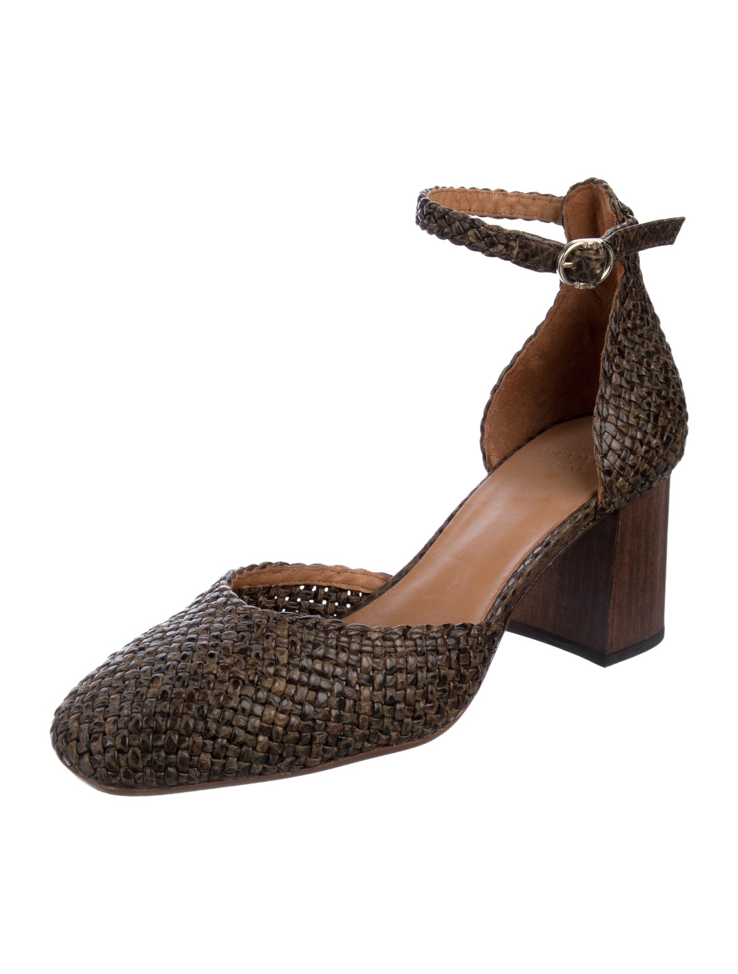 Sézane Leather Patterned D'Orsay Pumps