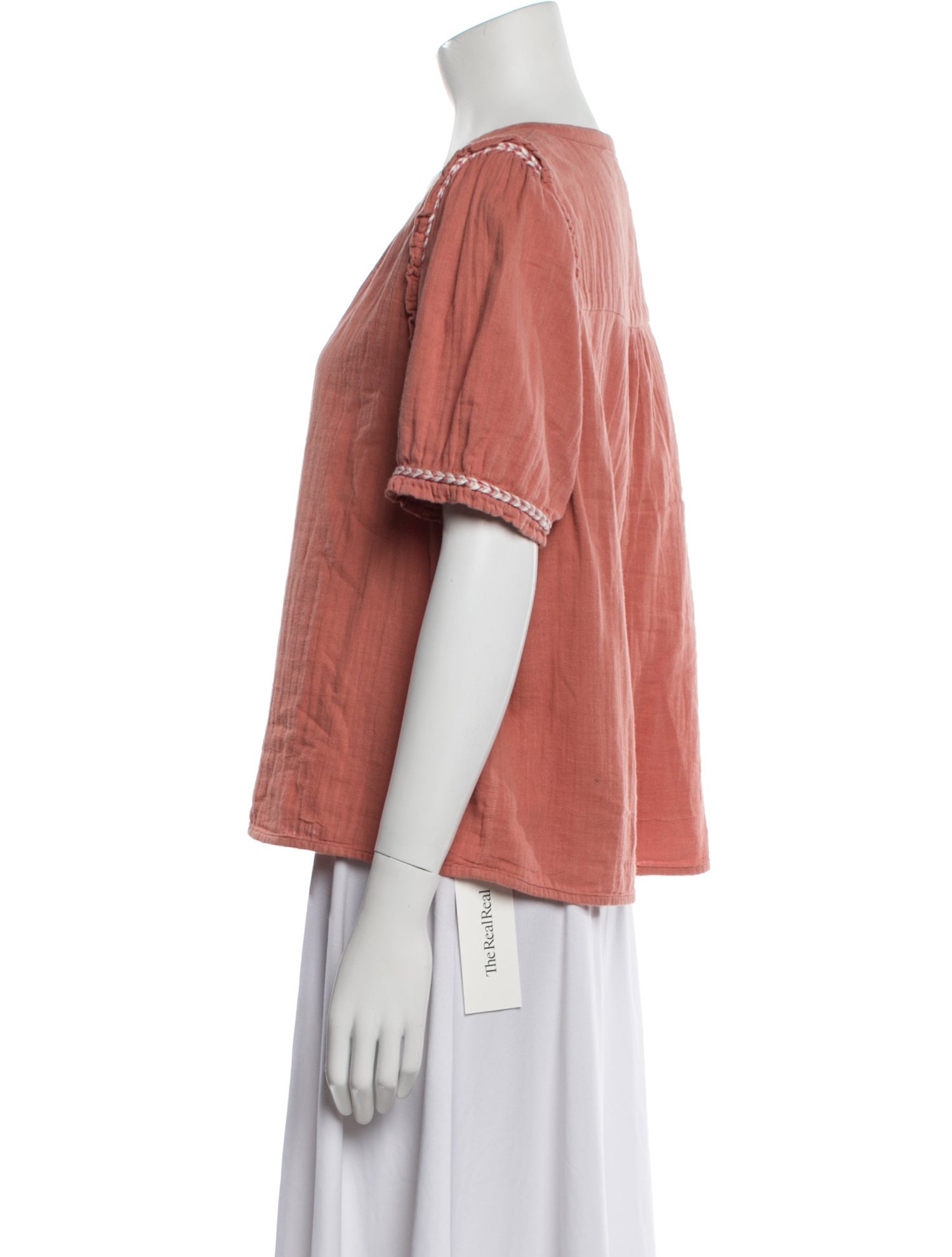 Sézane V-Neck Short Sleeve Blouse