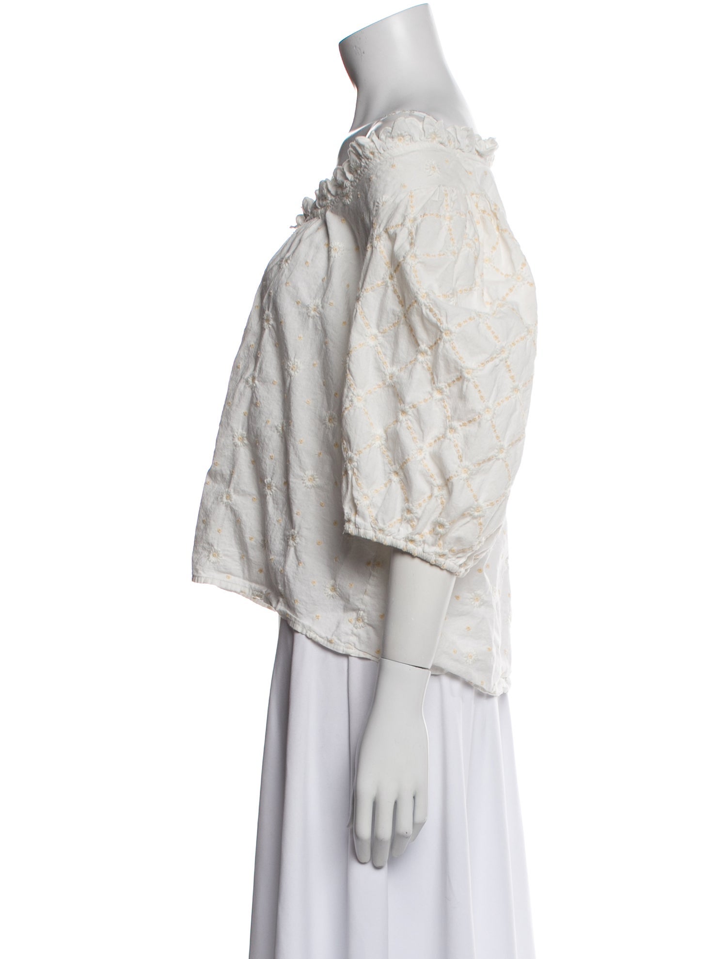 Sézane Floral Print Off-The-Shoulder Crop Top