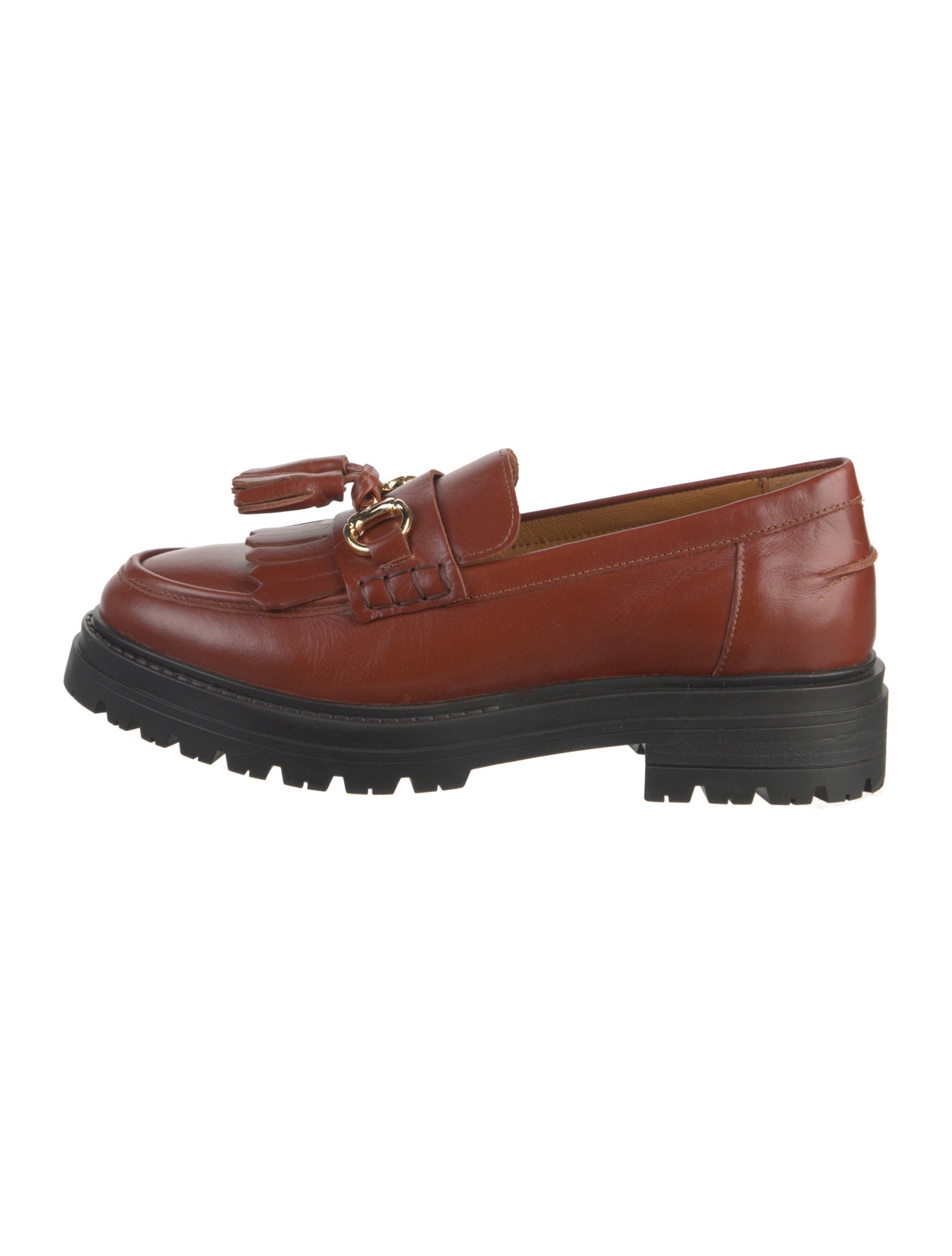 Sézane Leather Tassel Accents Loafers