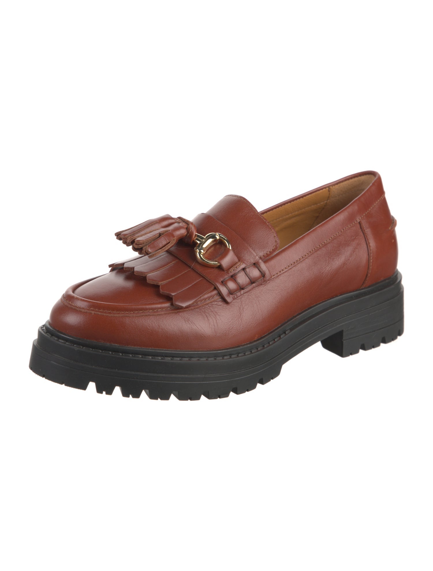 Sézane Leather Tassel Accents Loafers