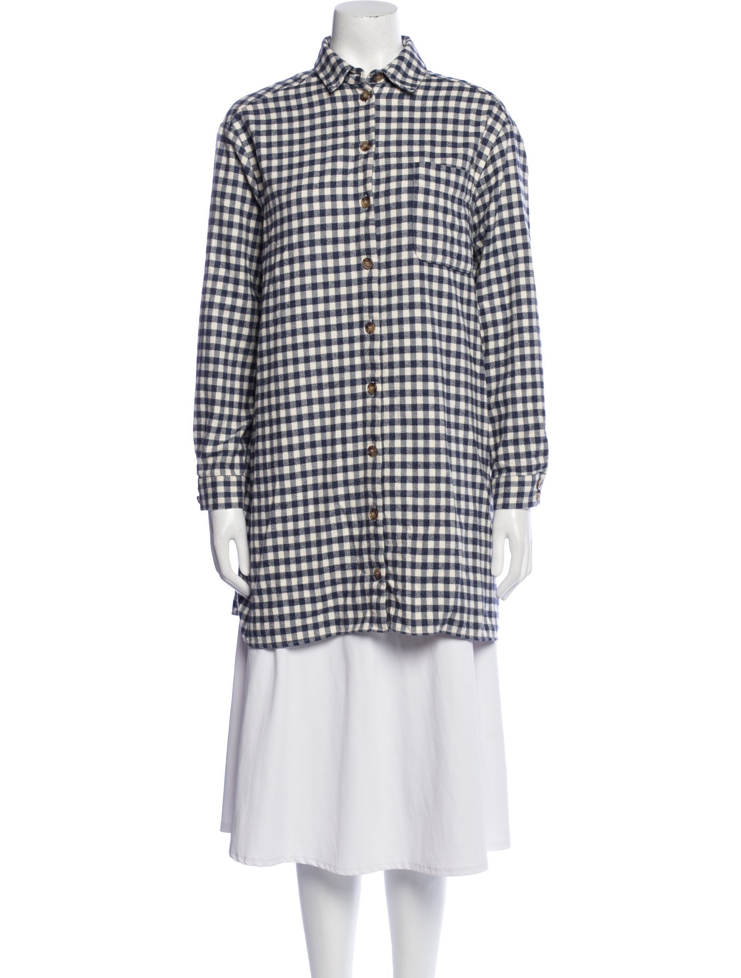 Sézane Plaid Print Long Sleeve Tunic