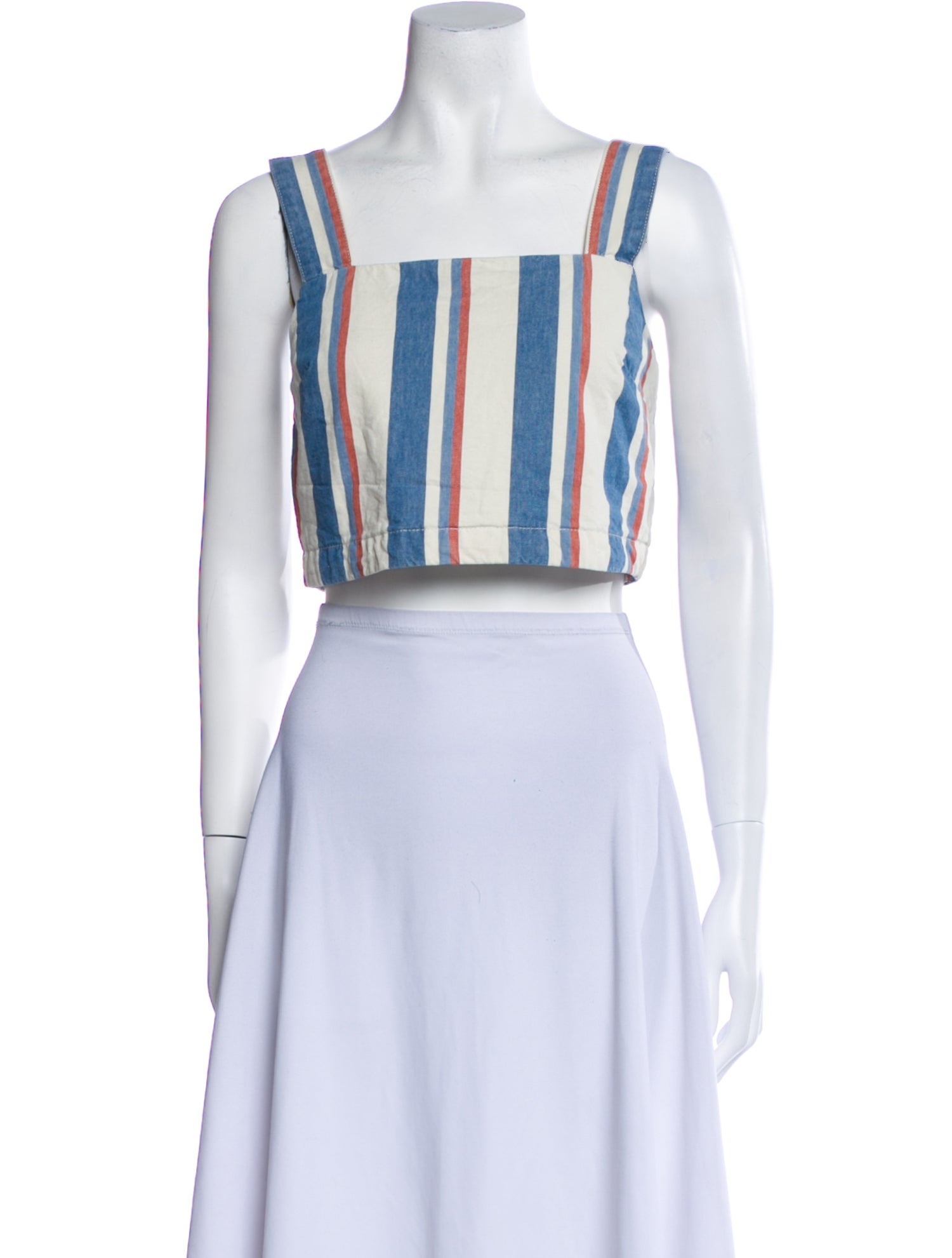 Sézane Striped Square Neckline Crop Top