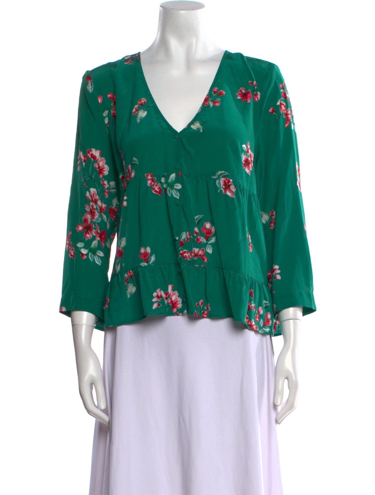 Sézane Silk Floral Print Blouse