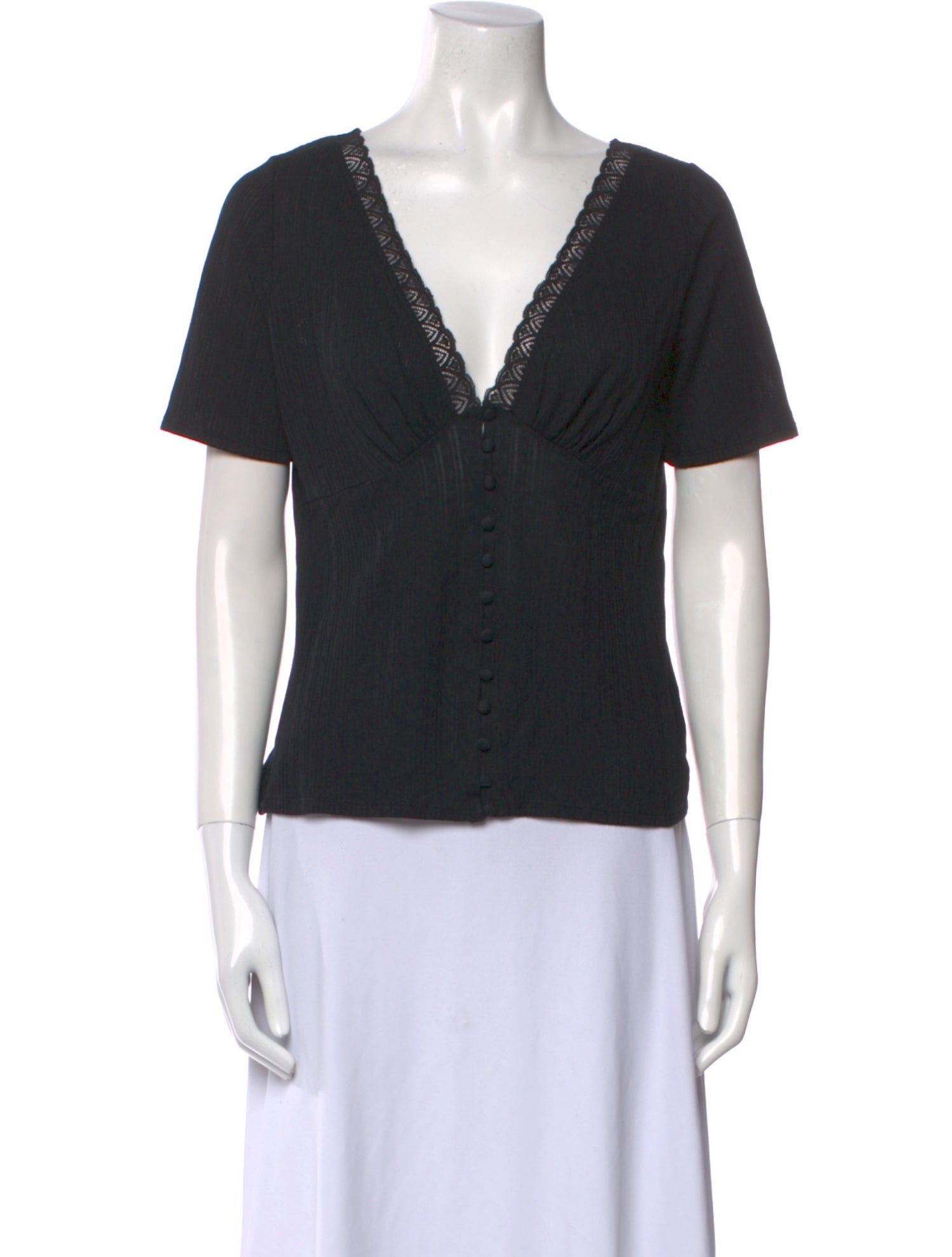 Sézane Plunge Neckline Short Sleeve T-Shirt