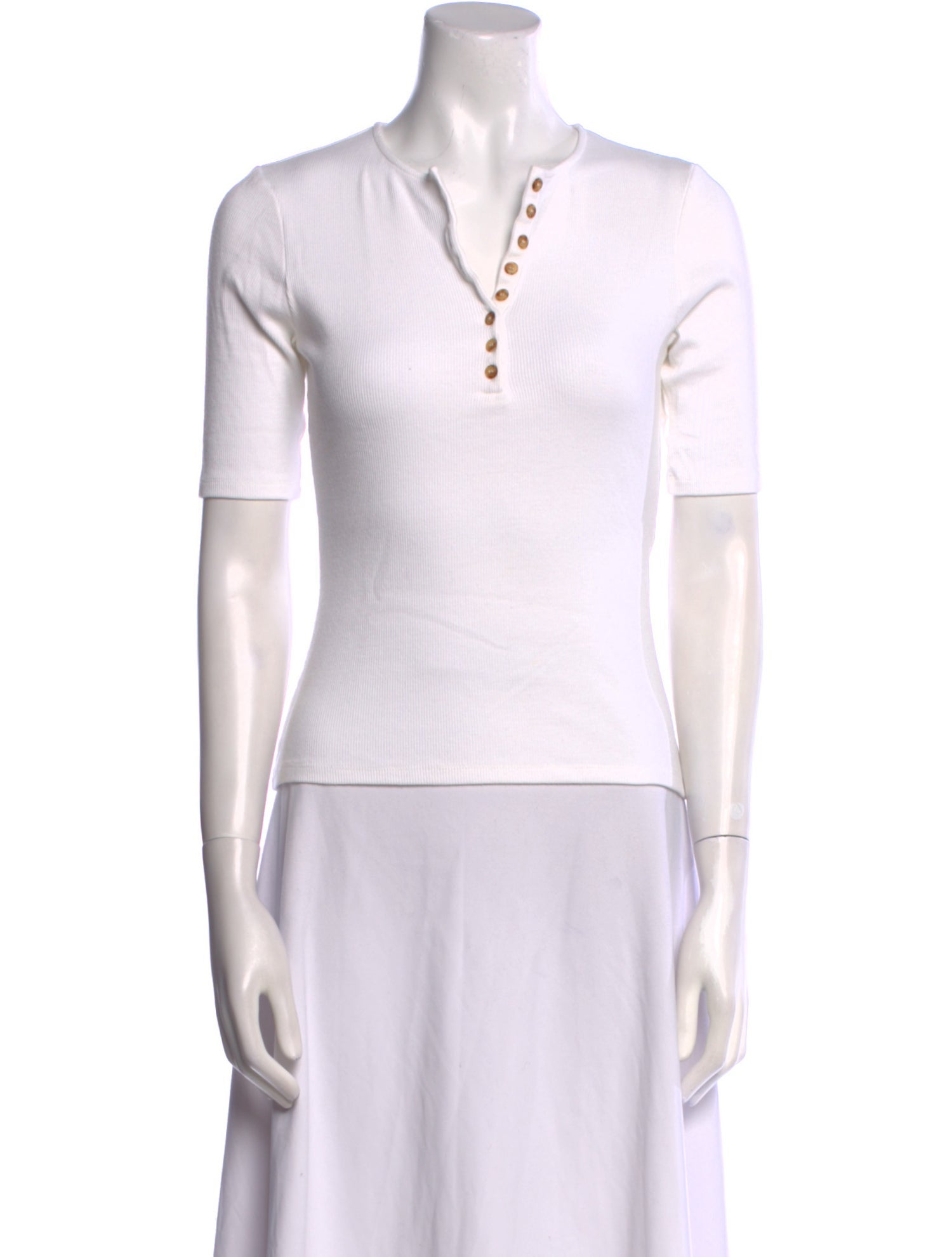 Sézane V-Neck Short Sleeve Polo