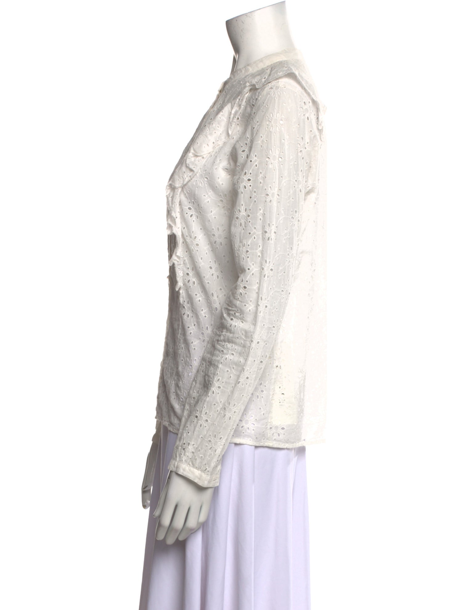 Sézane Mock Neck Long Sleeve Button-Up Top