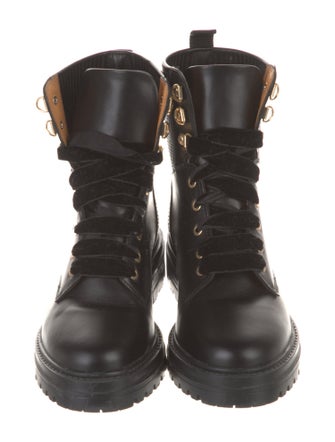 Sézane Leather Printed Combat Boots