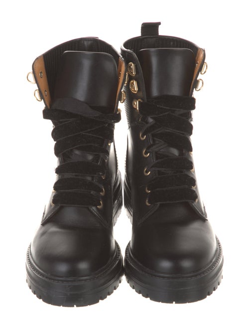 Sézane Leather Printed Combat Boots
