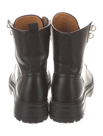 Sézane Leather Printed Combat Boots