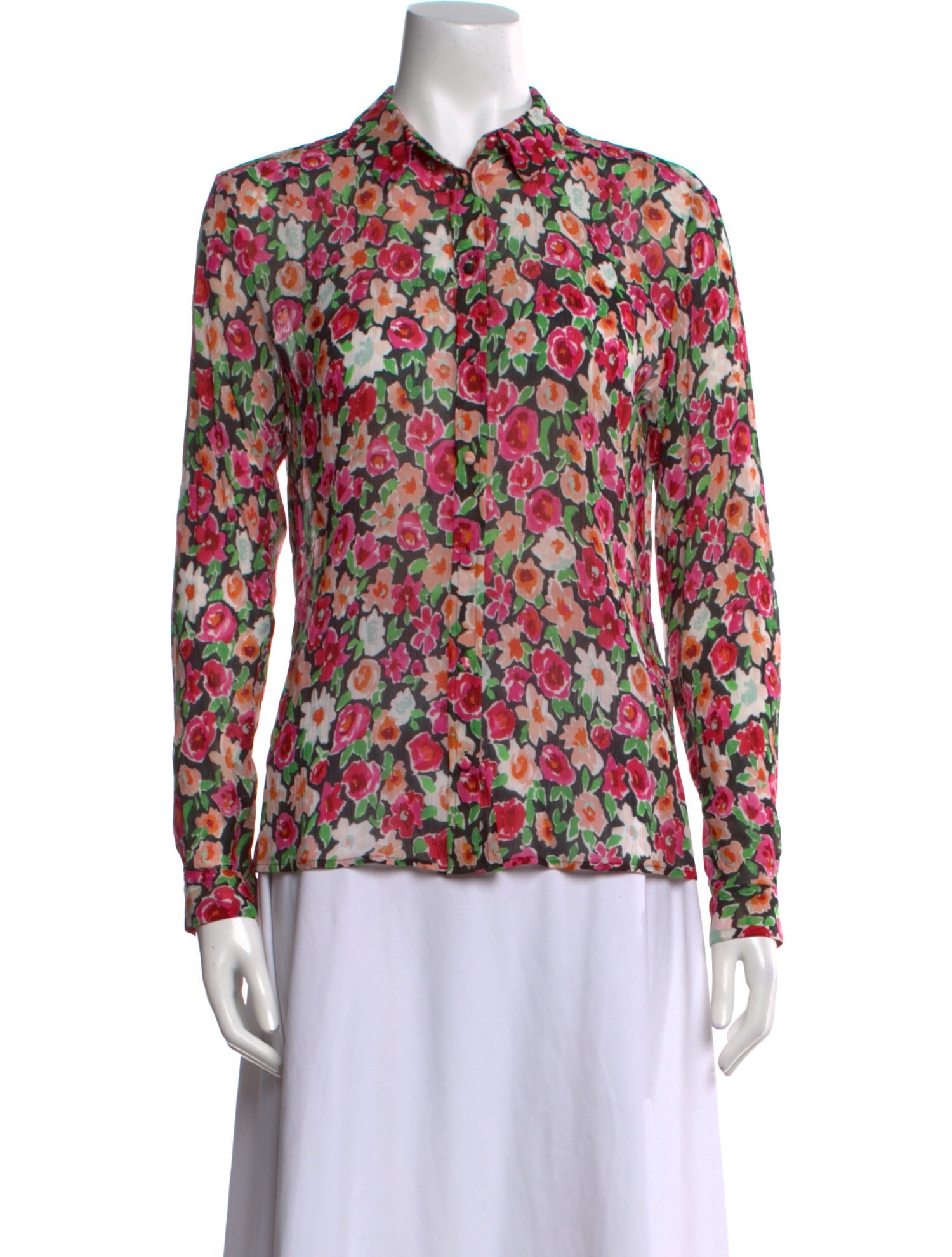Sézane Floral Print Long Sleeve Button-Up Top w/ Tags