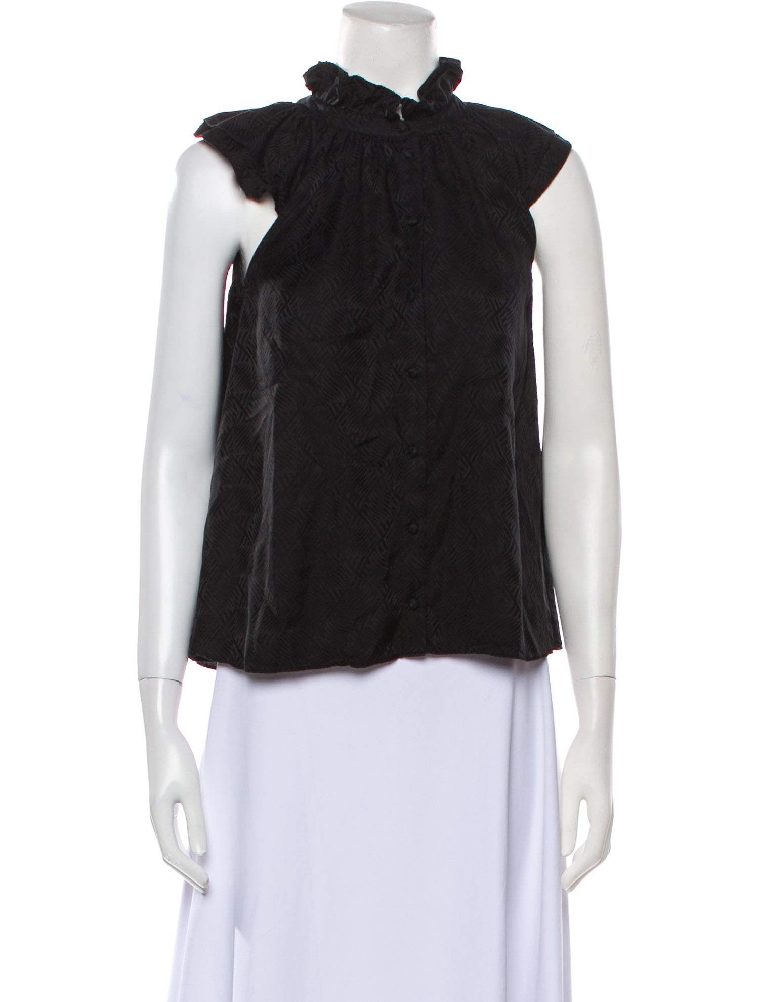 Sézane Silk Mock Neck Top