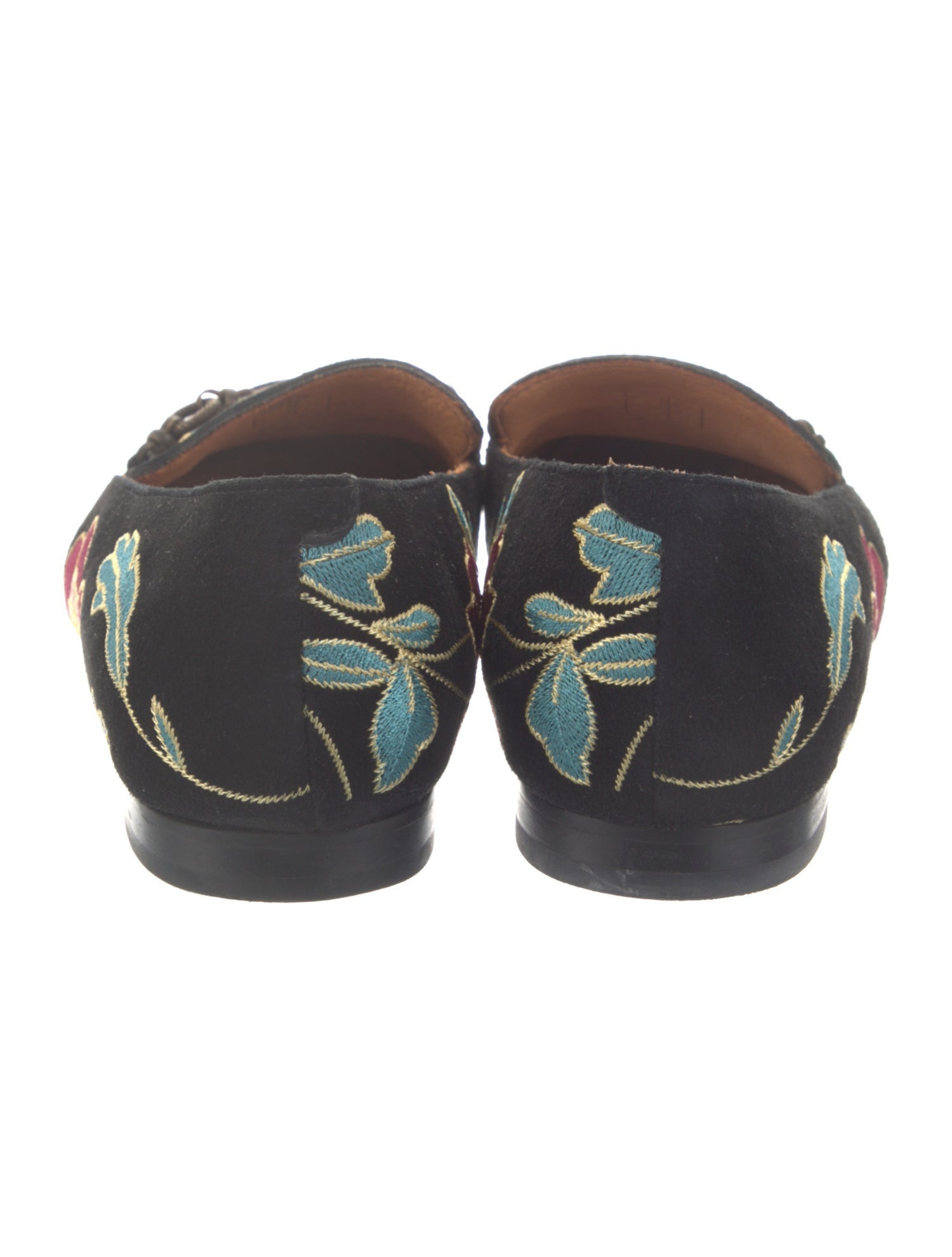 Sézane Suede Floral Print Loafers