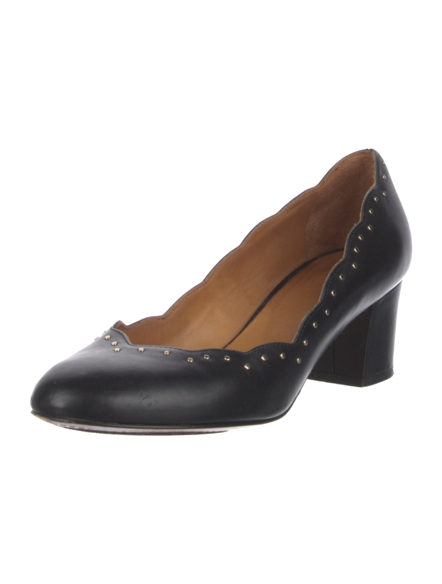 Sézane Leather Studded Accents Pumps