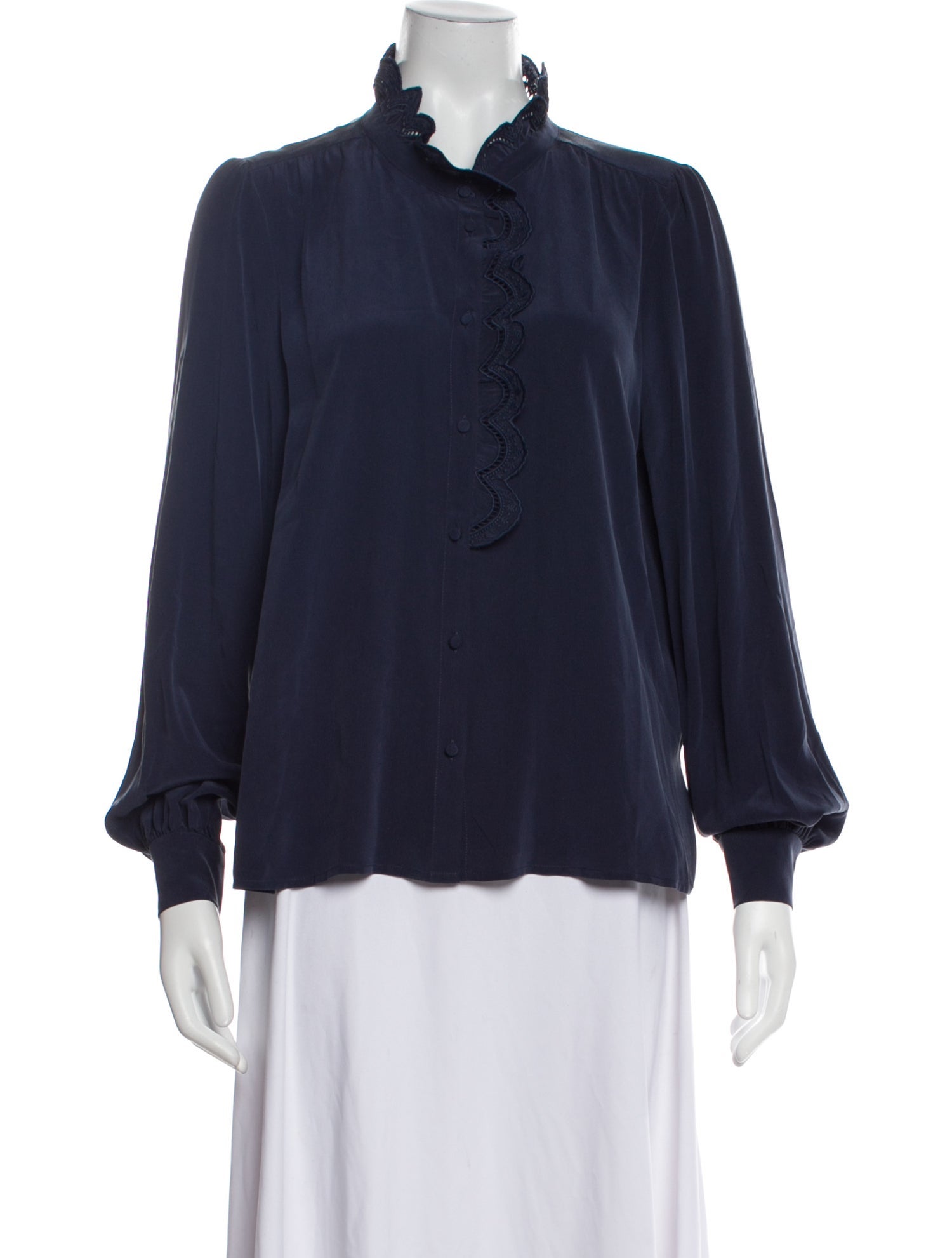 Sézane Silk Mock Neck Blouse