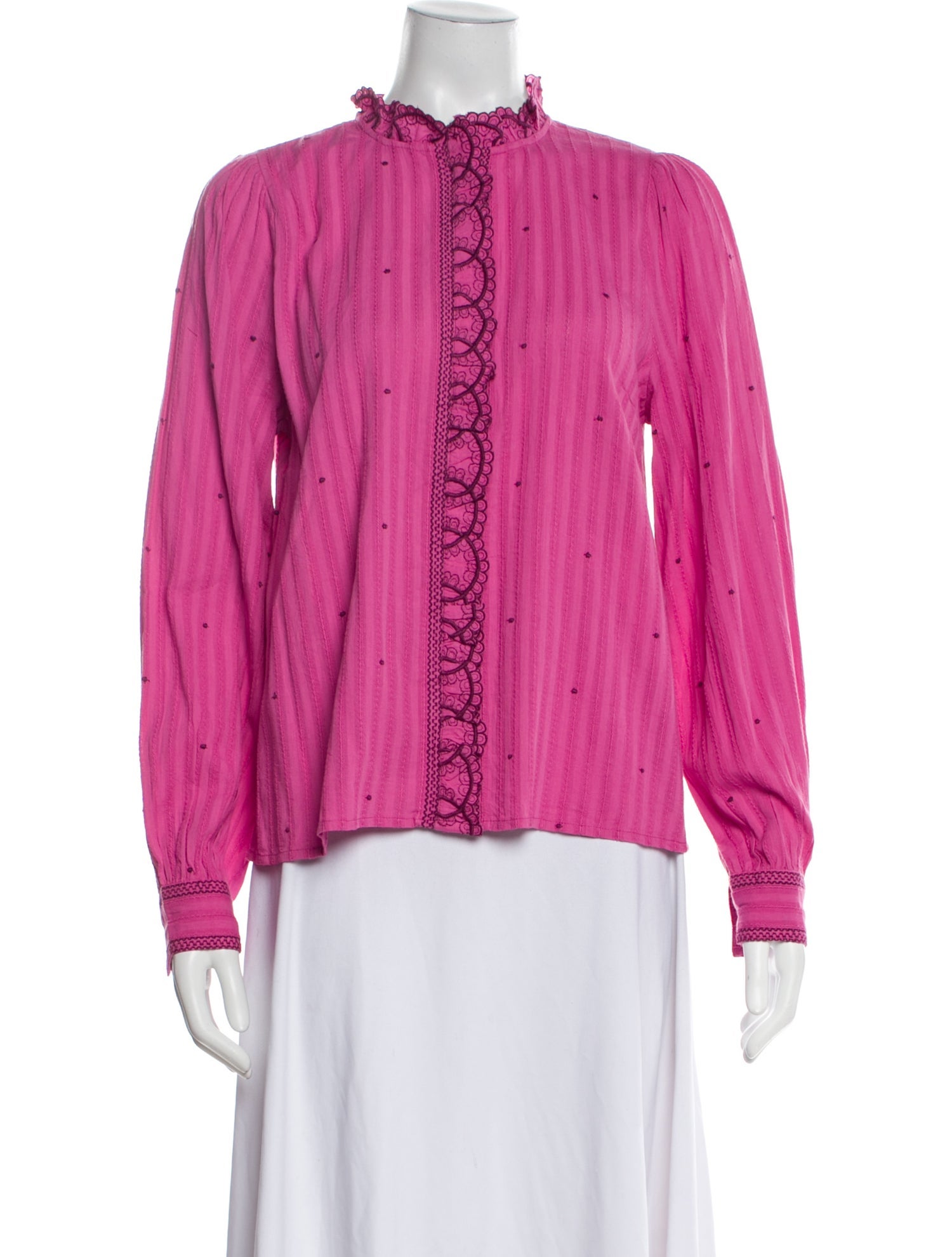 Sézane Mock Neck Long Sleeve Blouse