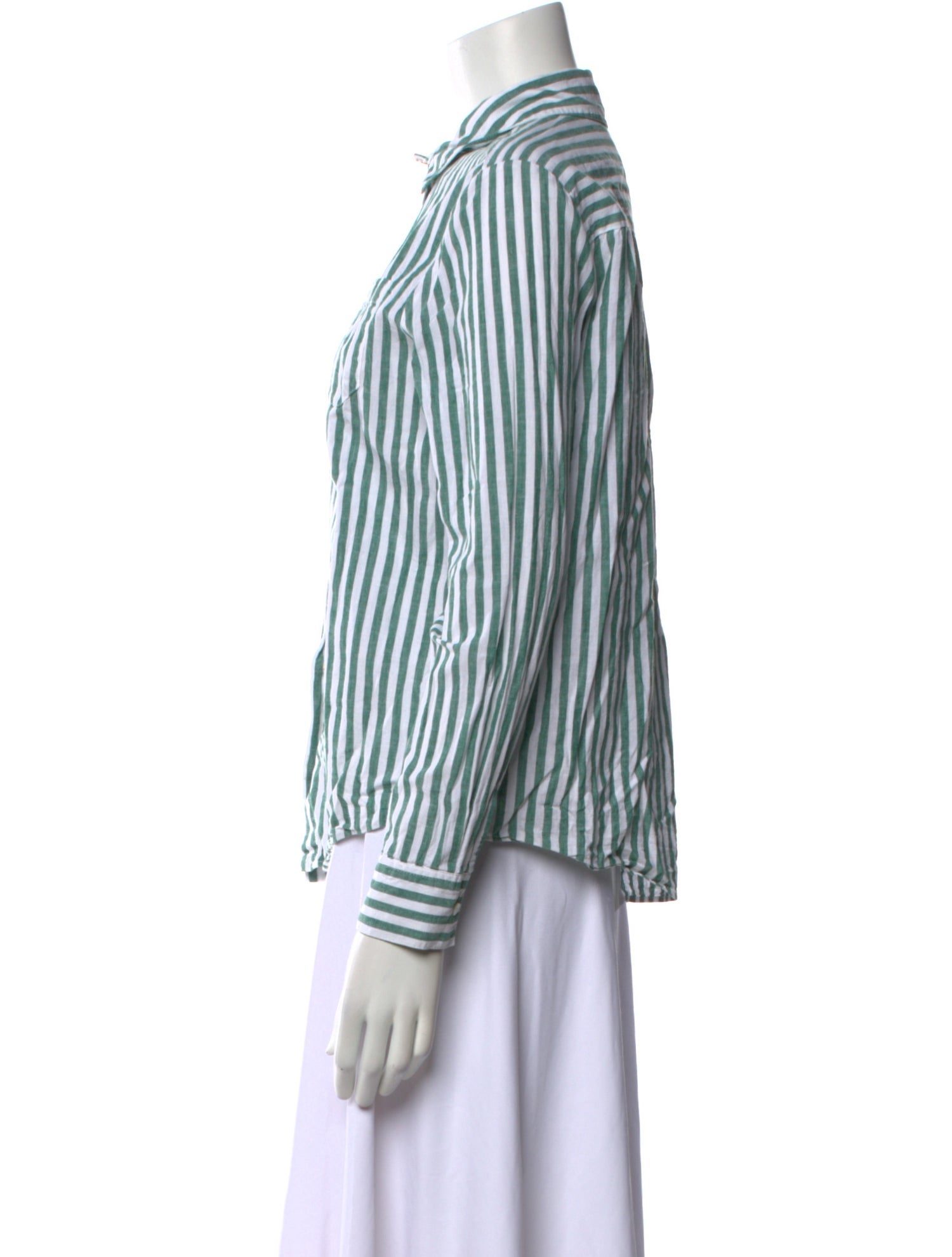 Sézane Striped Long Sleeve Button-Up Top