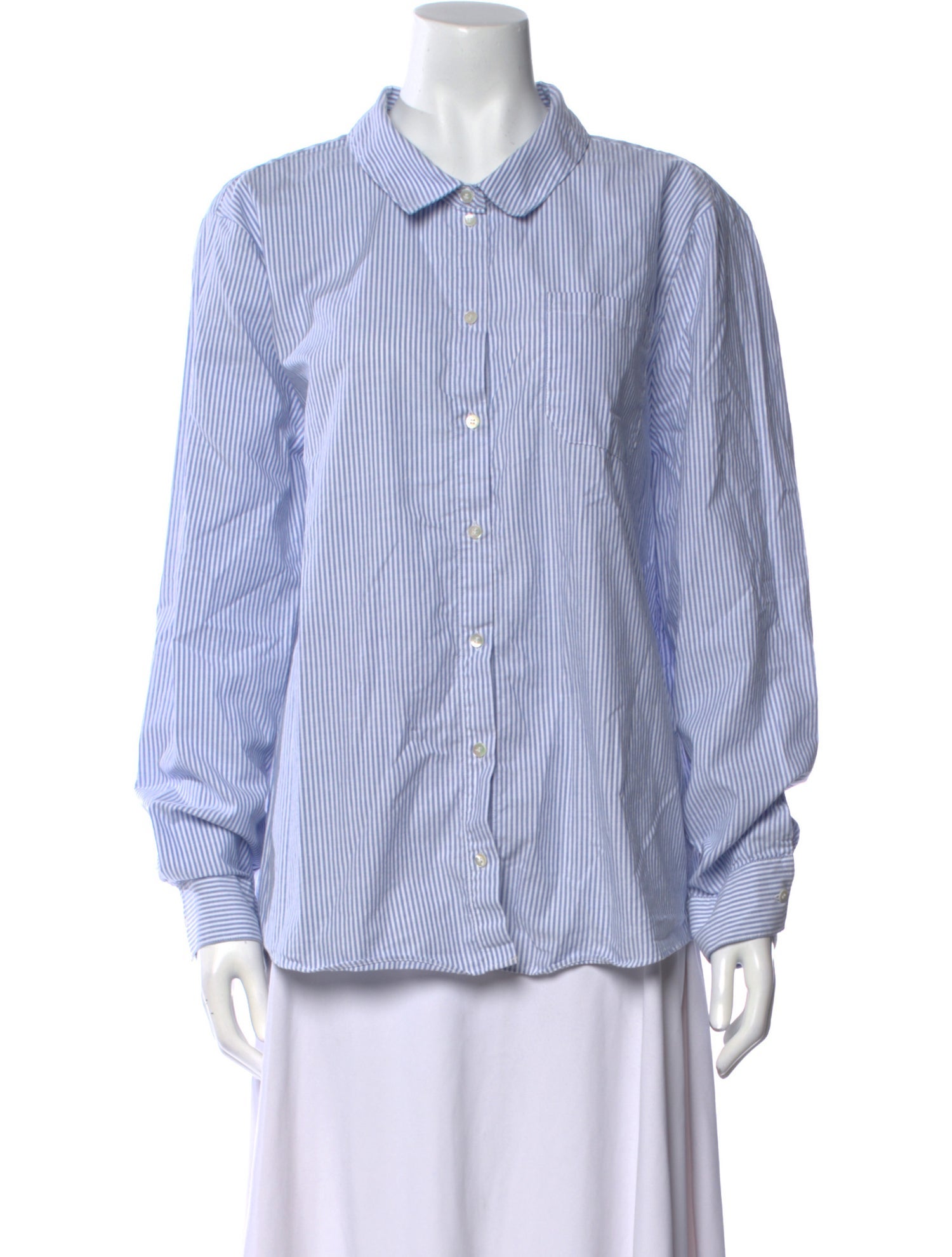 Sézane Striped Long Sleeve Button-Up Top