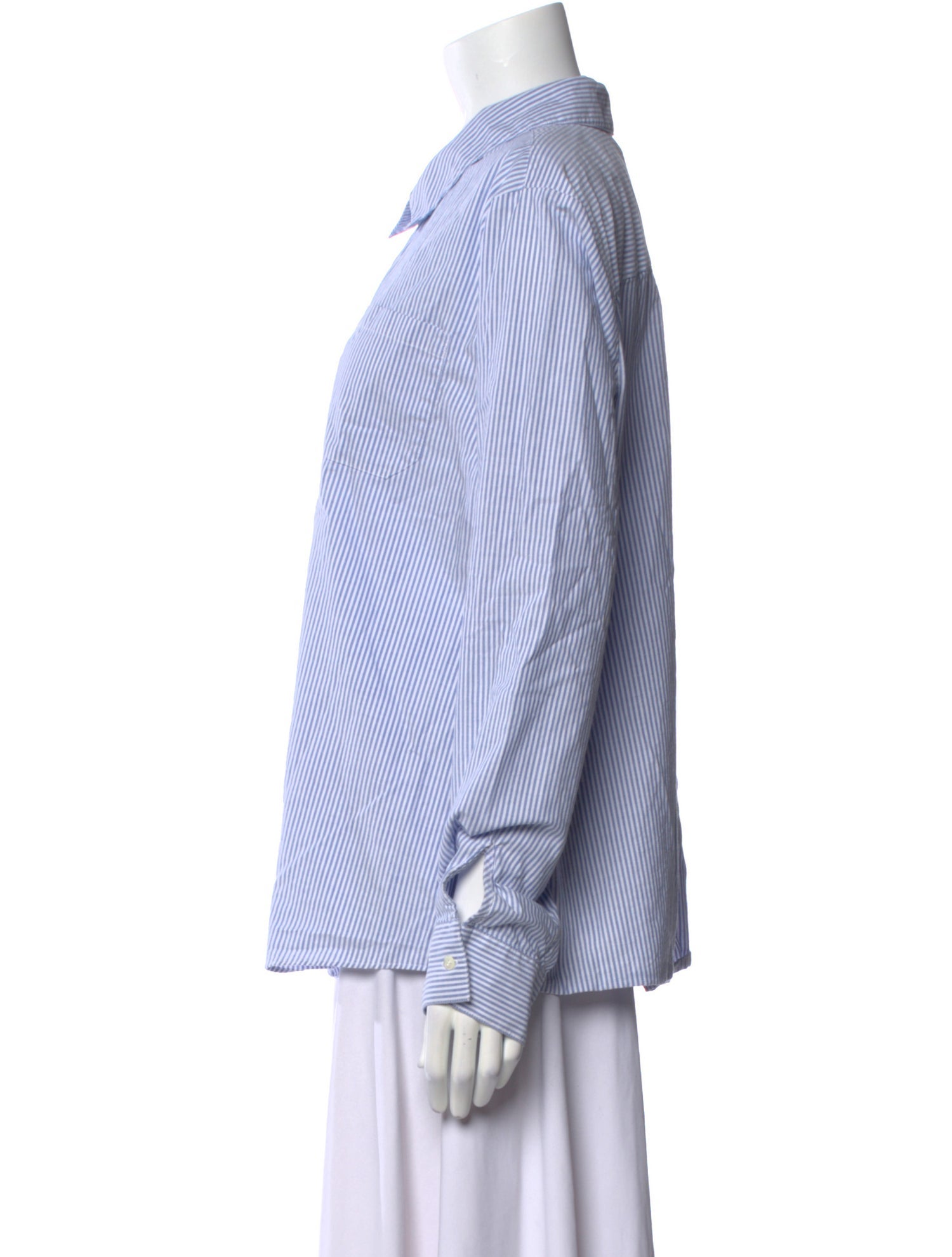 Sézane Striped Long Sleeve Button-Up Top