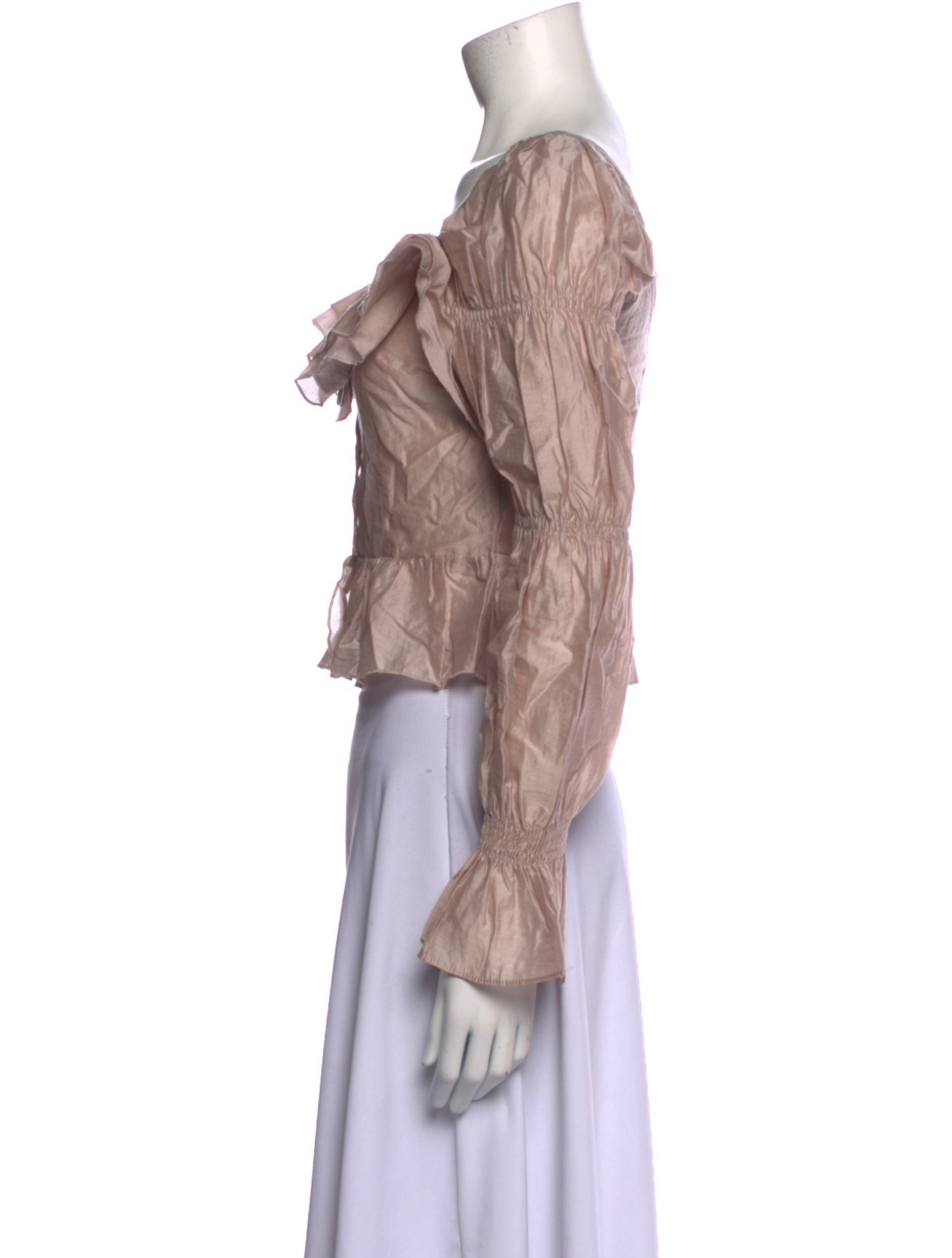 Sézane Off-The-Shoulder Long Sleeve Crop Top