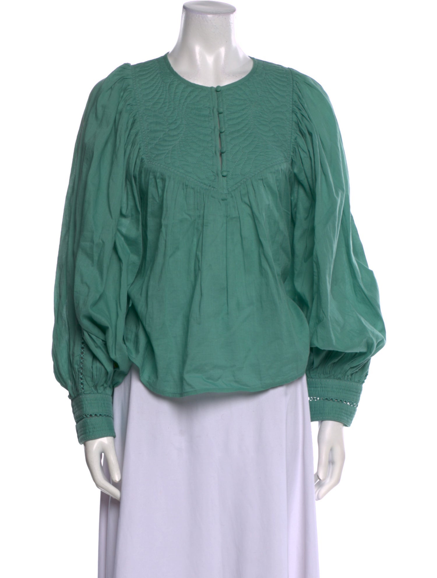 Sézane Crew Neck Long Sleeve Blouse