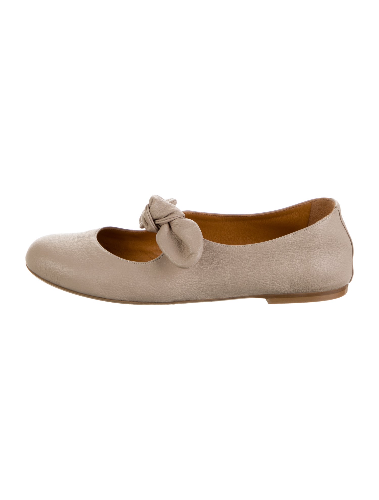 Sézane Leather Bow Accents Mary Jane Flats