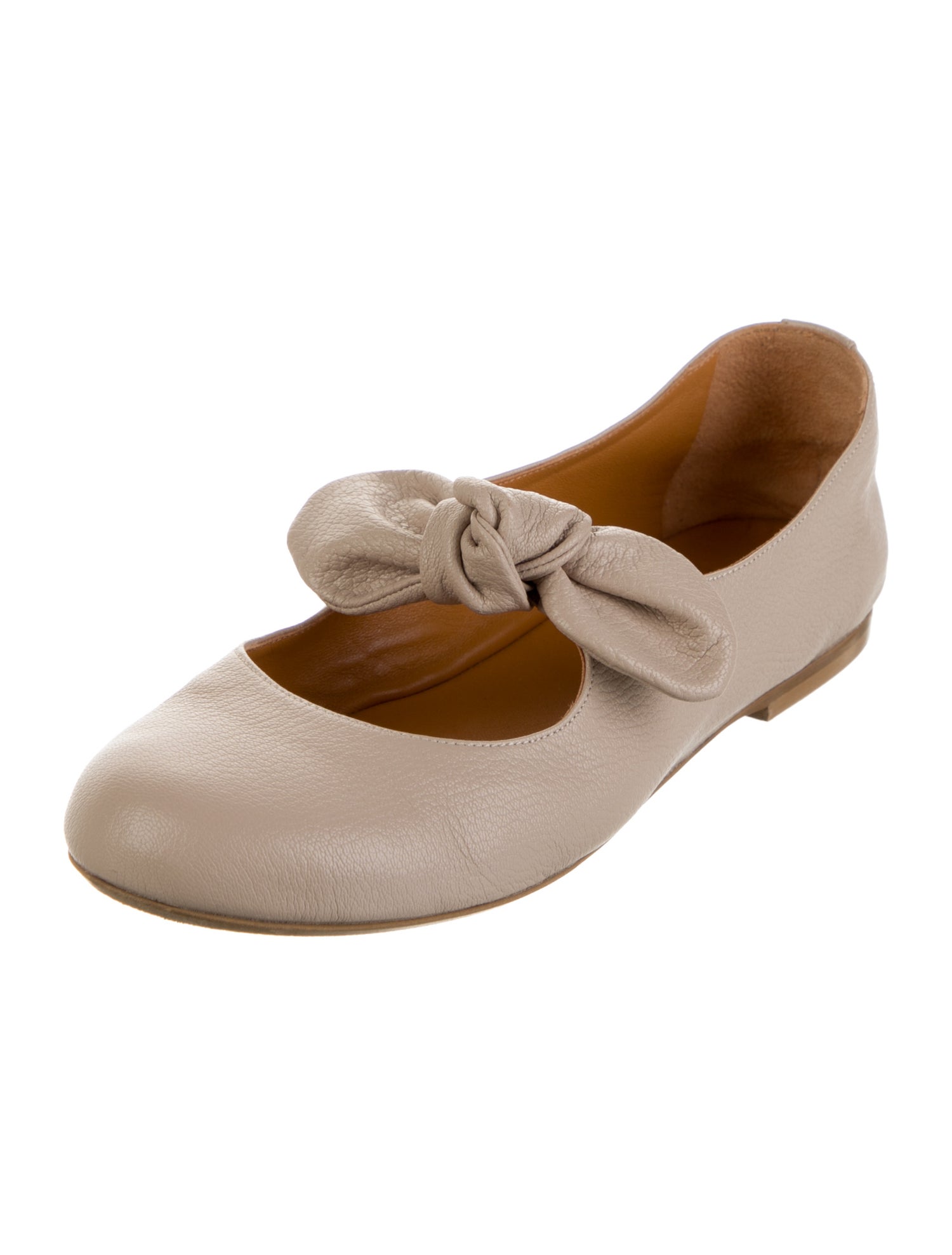 Sézane Leather Bow Accents Mary Jane Flats