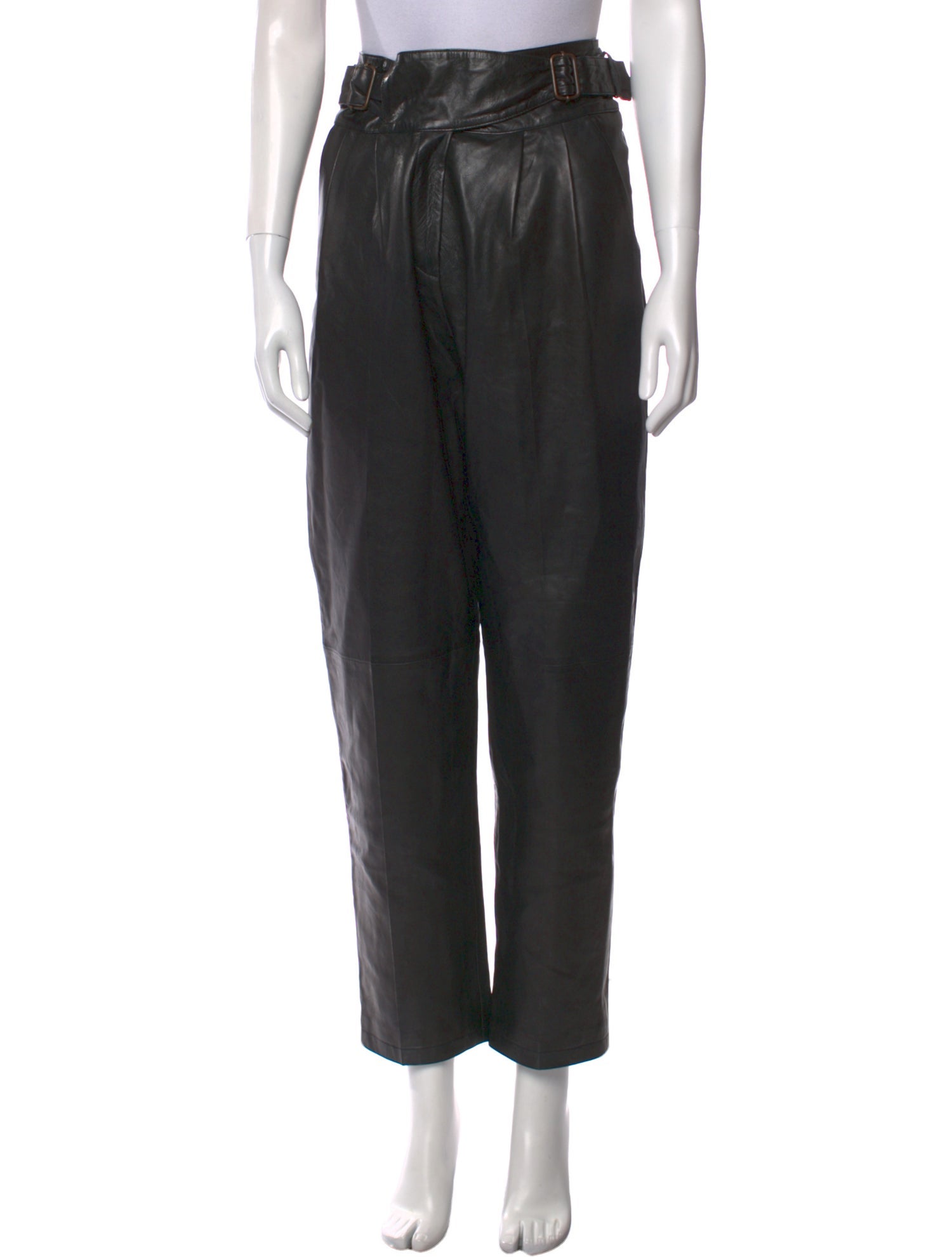 Sézane Lamb Leather Straight Leg Pants