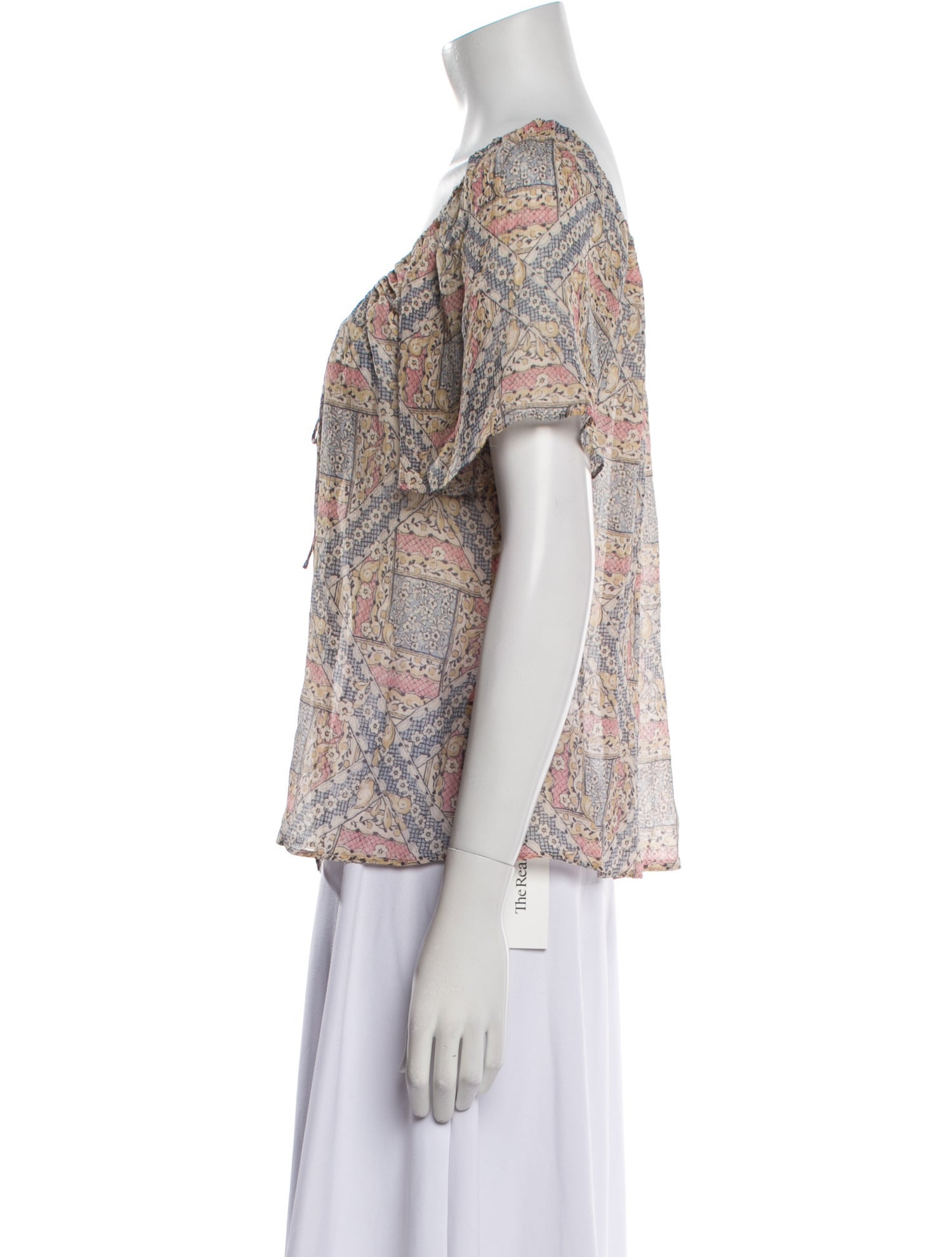 Sézane Floral Print Scoop Neck Blouse