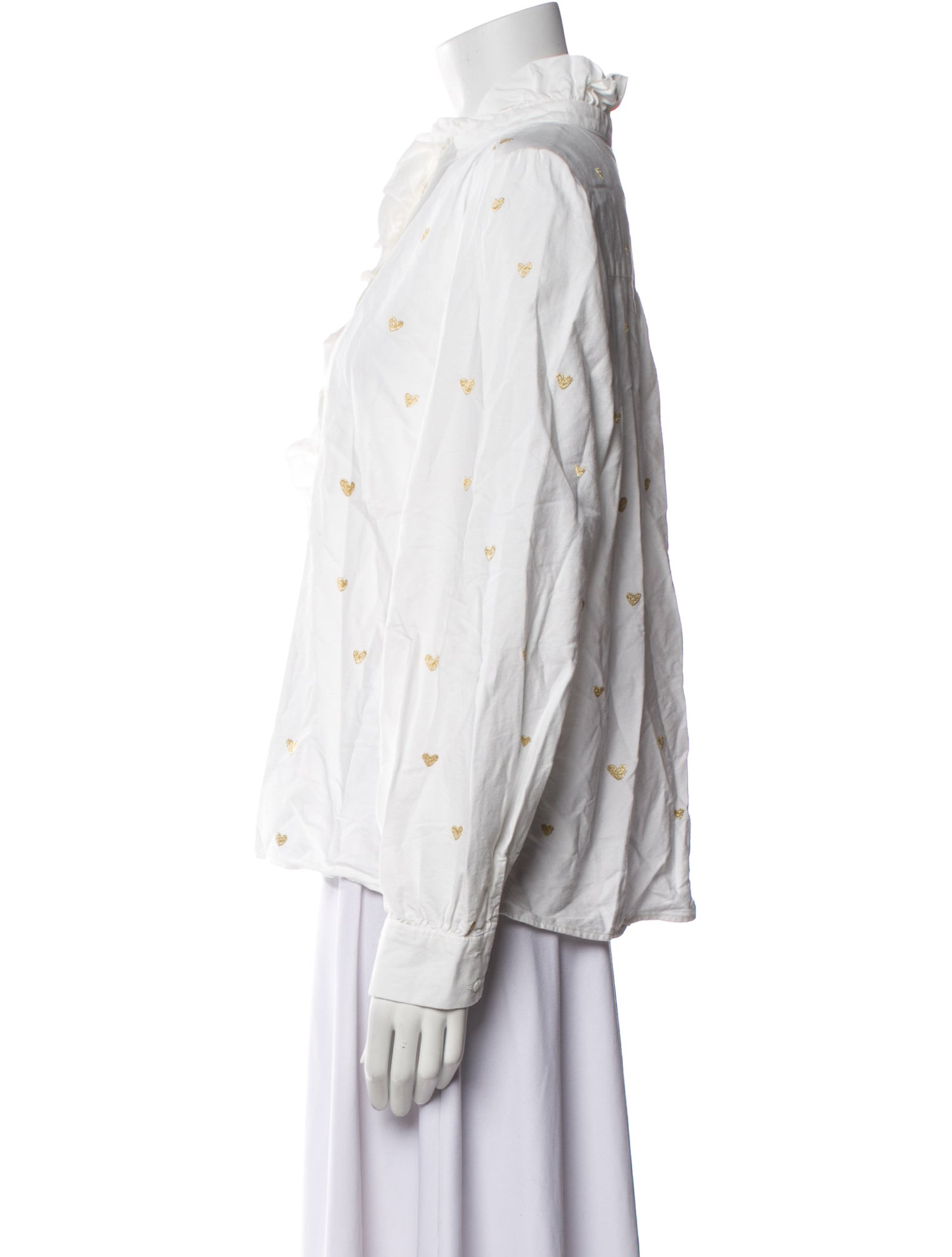 Sézane Printed Mock Neck Button-Up Top