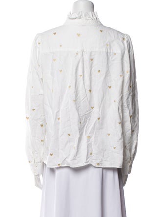 Sézane Printed Mock Neck Button-Up Top