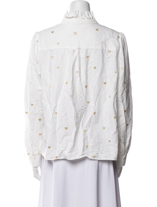 Sézane Printed Mock Neck Button-Up Top