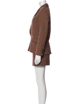 Sézane Wool Houndstooth Print Skirt Suit