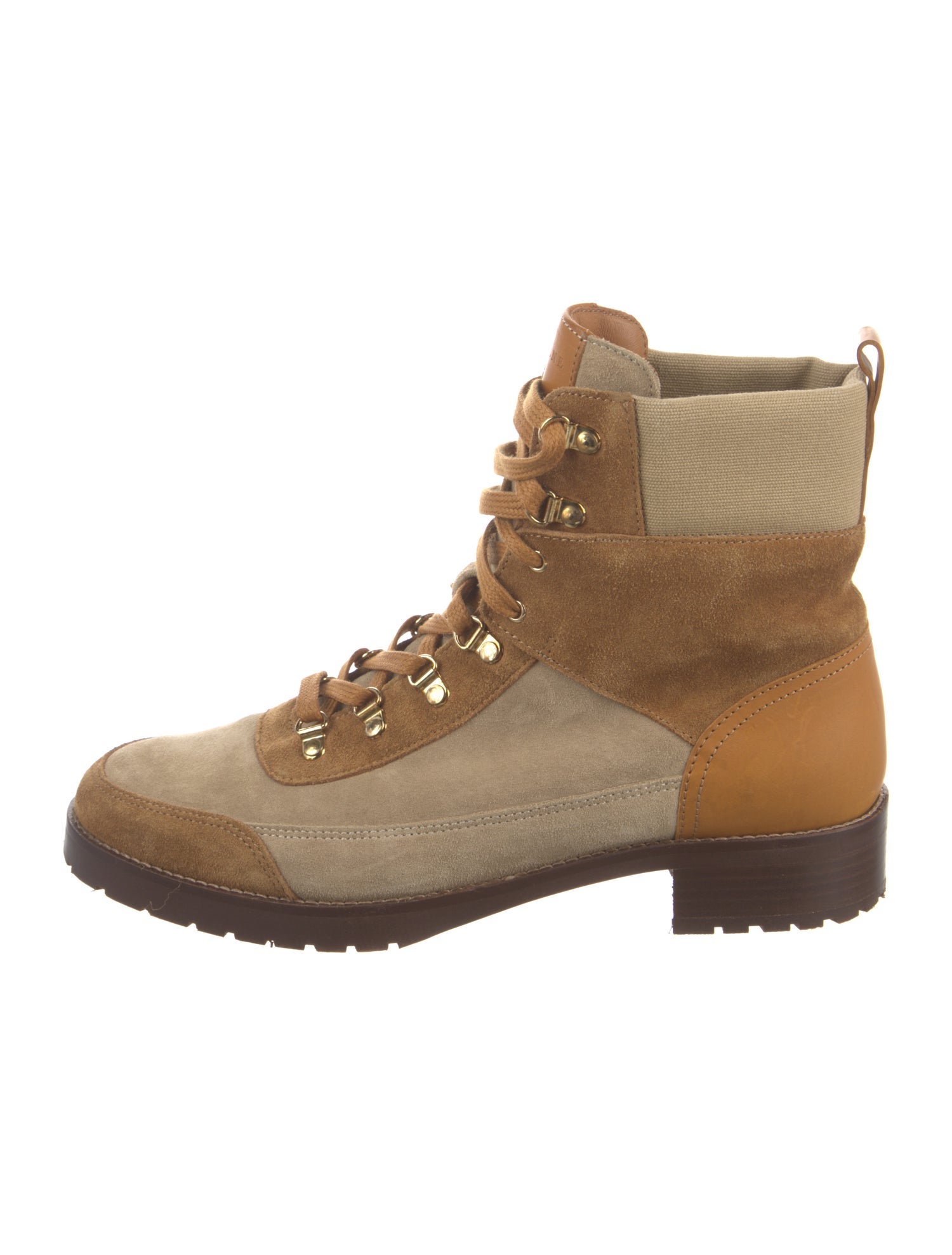 Sézane Suede Colorblock Pattern Combat Boots