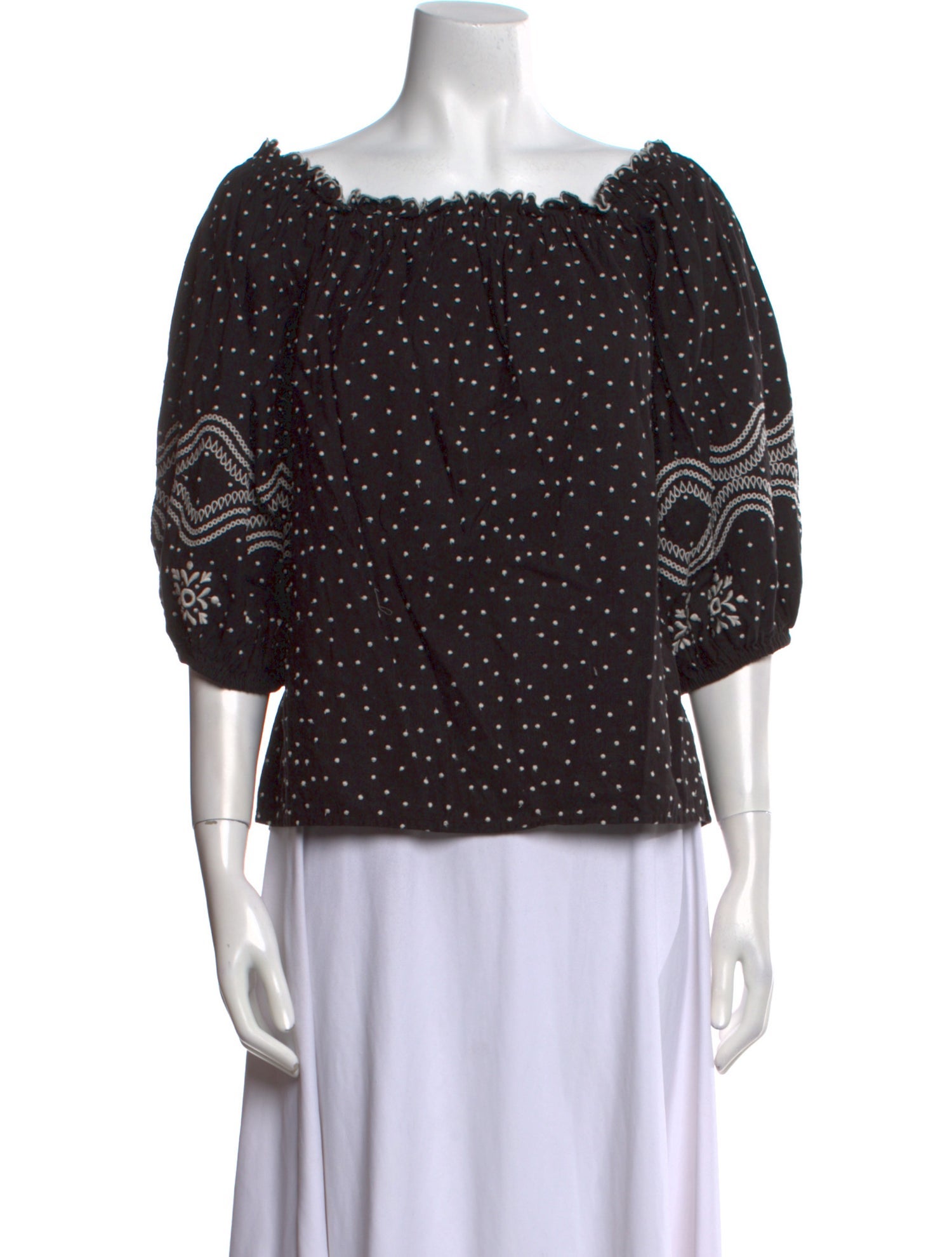 Sézane Linen Polka Dot Print Blouse