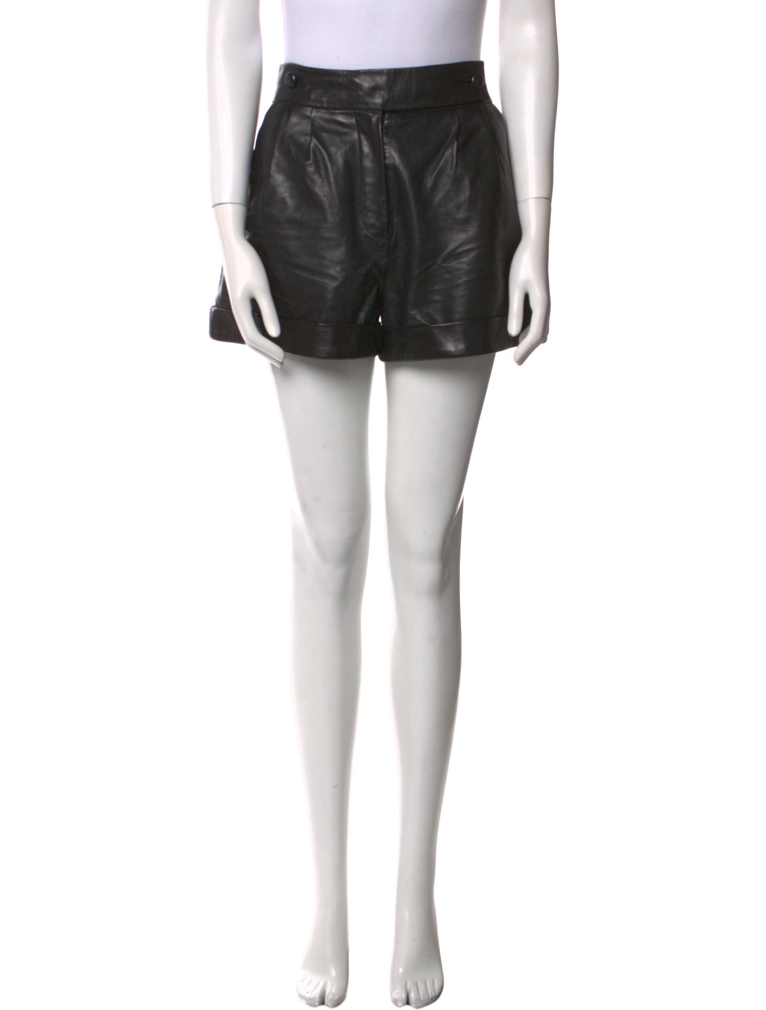 Sézane Lamb Leather Mini Shorts