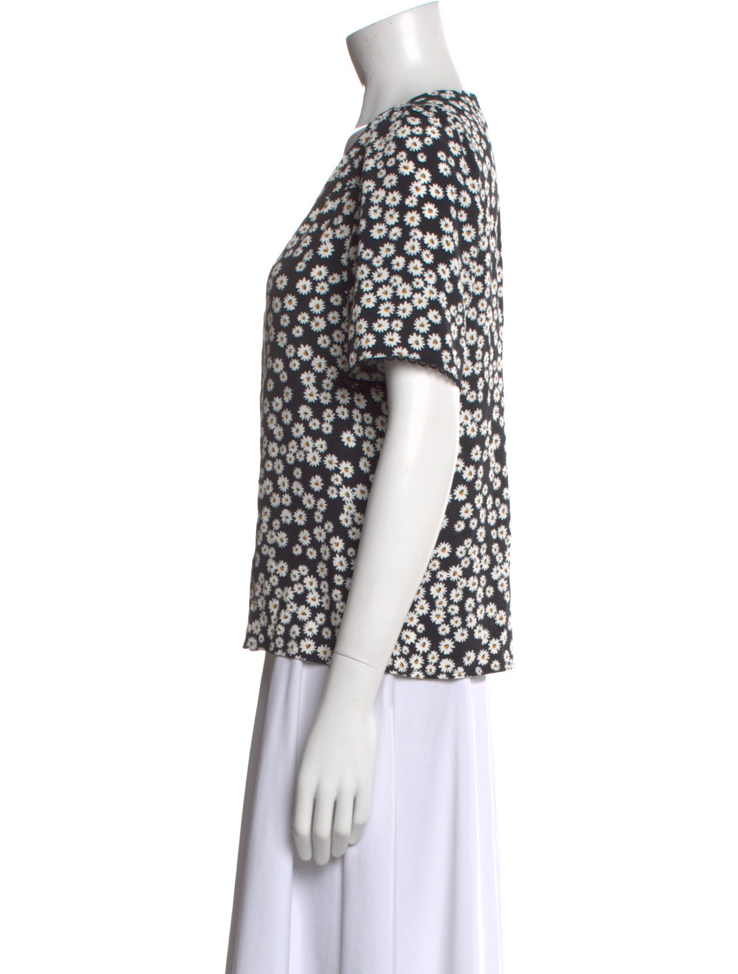 Sézane Floral Print V-Neck Blouse