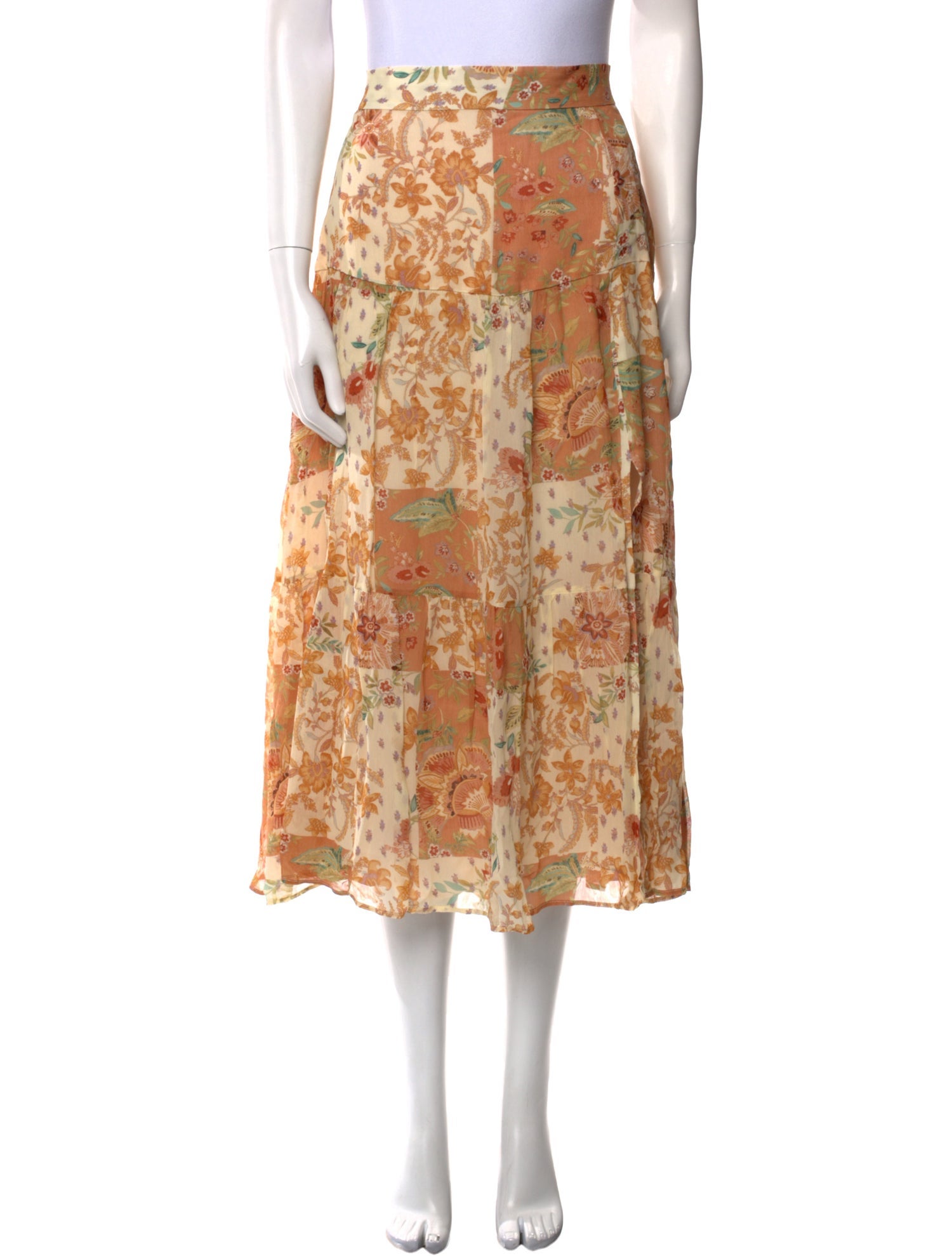 Sézane Floral Print Midi Length Skirt